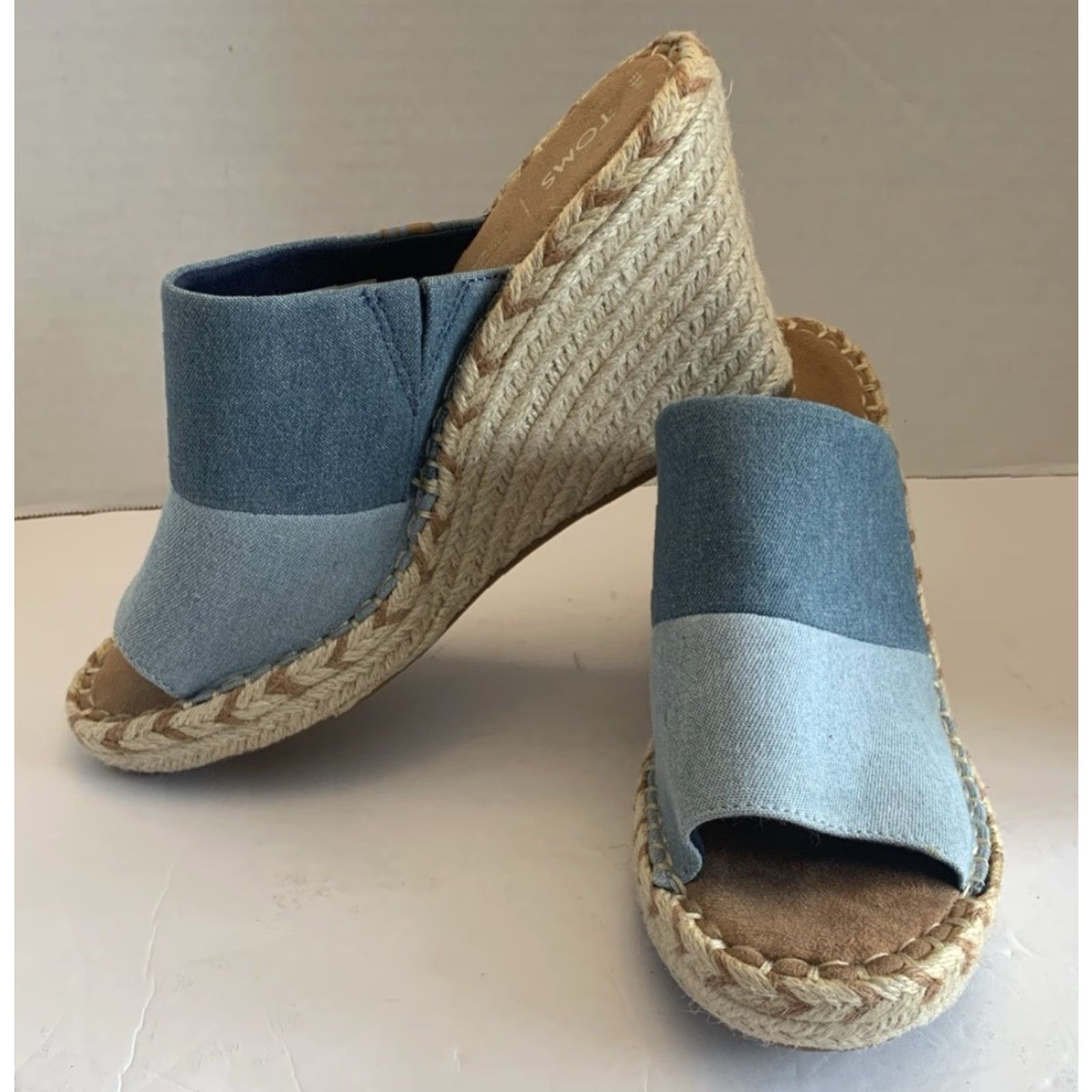 Toms TOMS Sandals Womens 9.5 Blue Wedge Heels Casual Slip-on Cloth Canvas Open Toe Breathable Comfort Vintage: No Women's Shoes Size US 10 / IT 40 - 2 Thumbnail