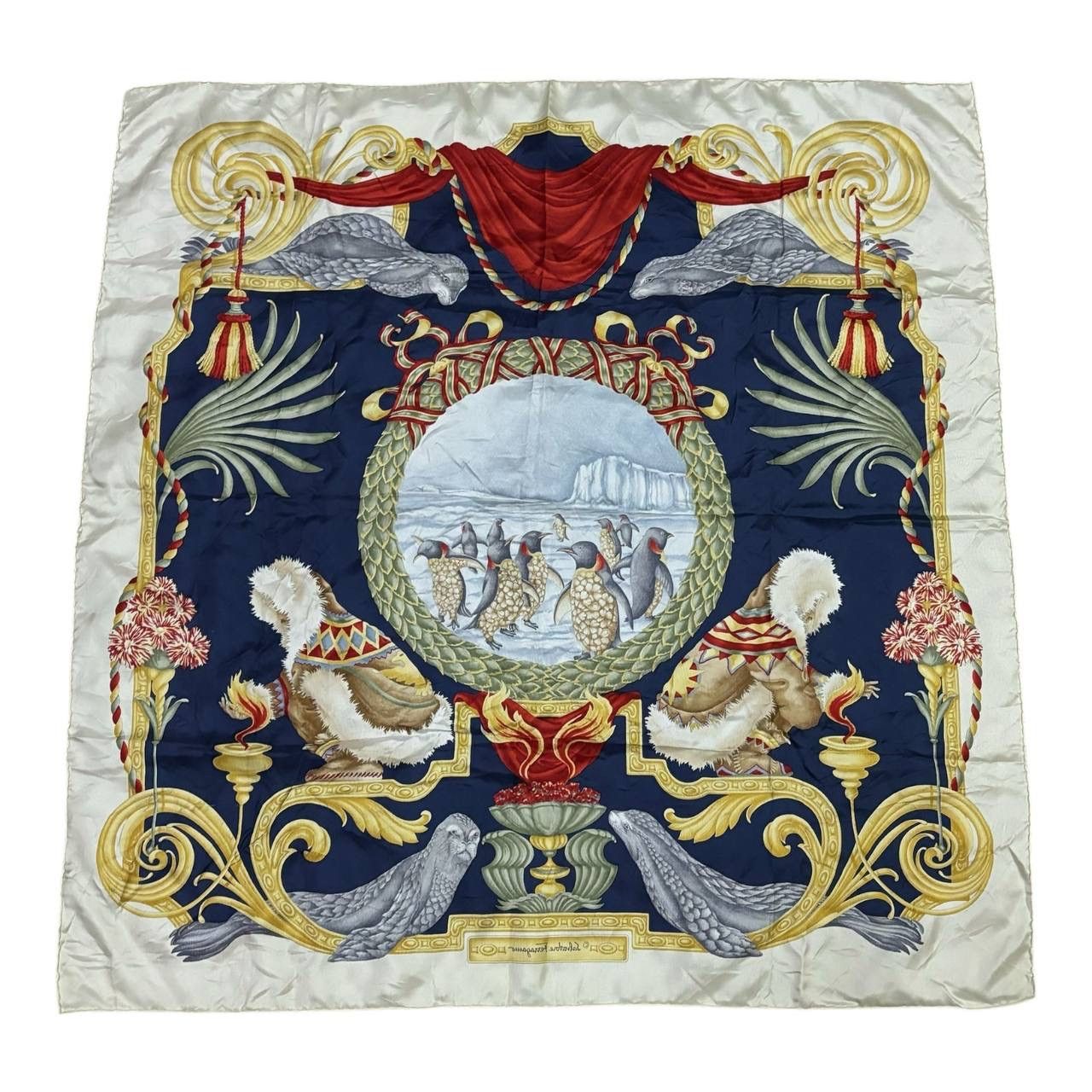 Salvatore Ferragamo Ferragamo 90s Arctic Penguin Seal Silk Scarf Made in Italy Size ONE SIZE - 2 Thumbnail
