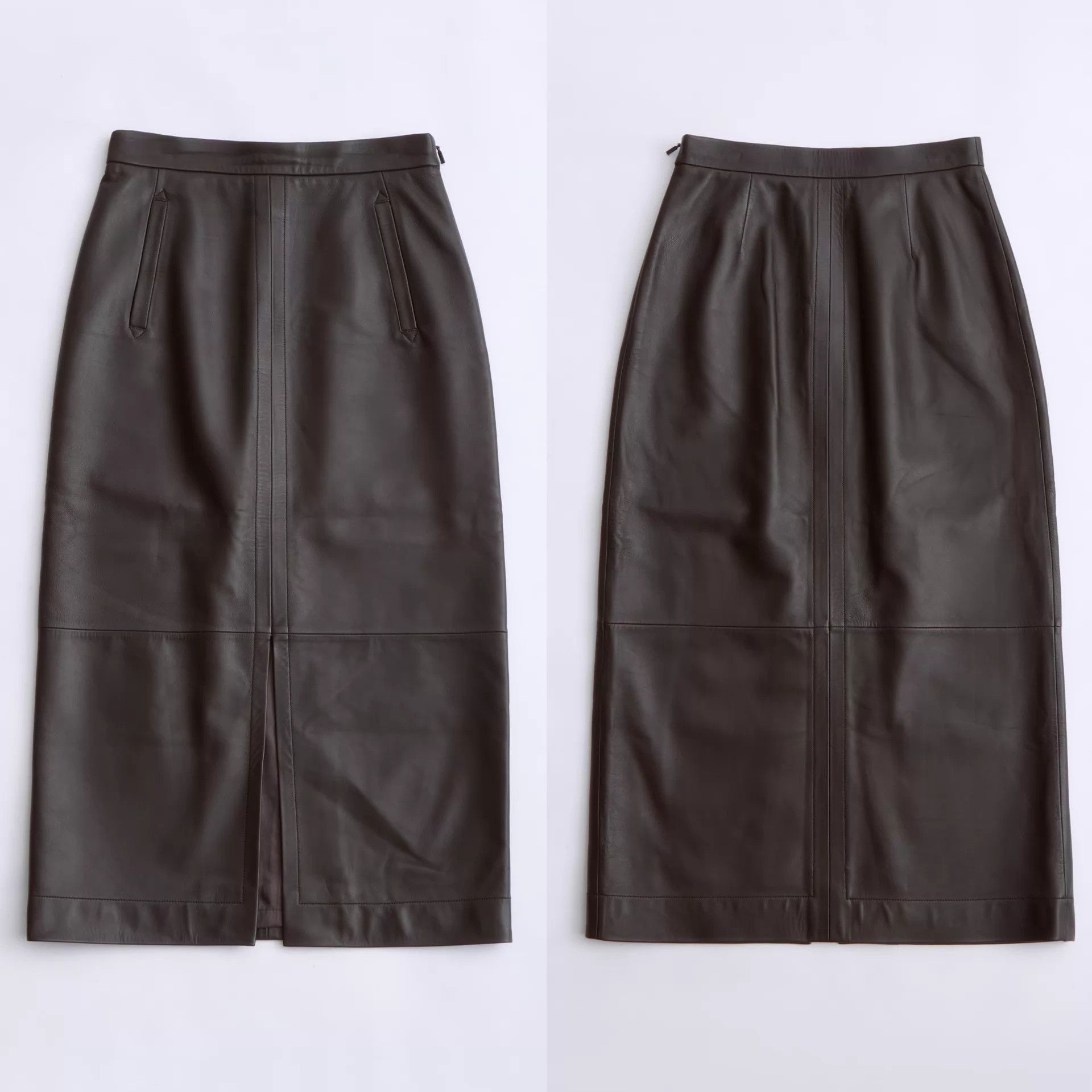 Loewe LOEWE Vintage Brown Leather High-Waist Pencil Skirt Size 26" / US 2 / IT 38 - 8 Thumbnail