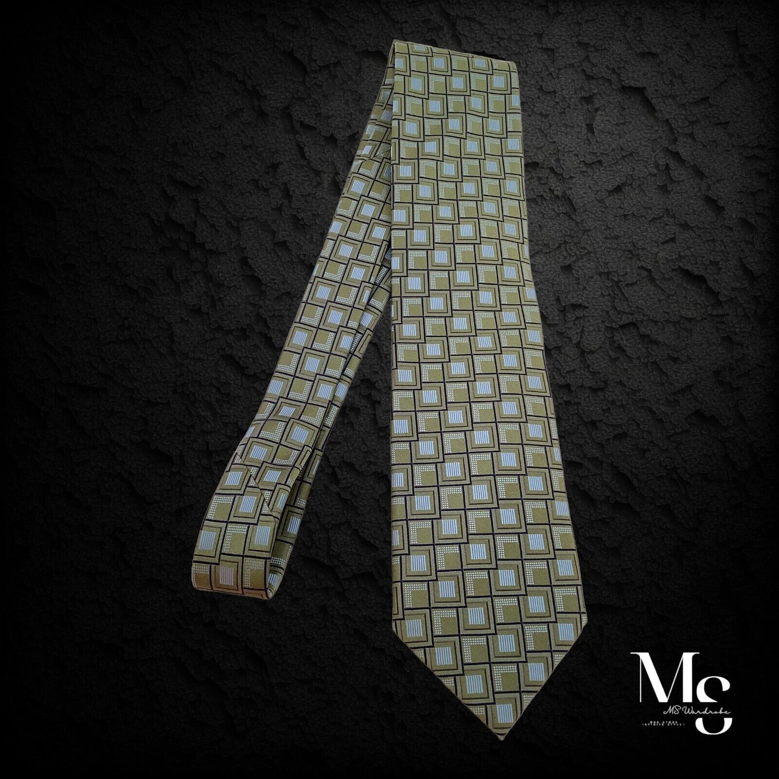 Ermenegildo Zegna $170 ERMENEGILDO ZEGNA Green Geometric Luxury Silk Tie Made Size ONE SIZE - 6 Thumbnail