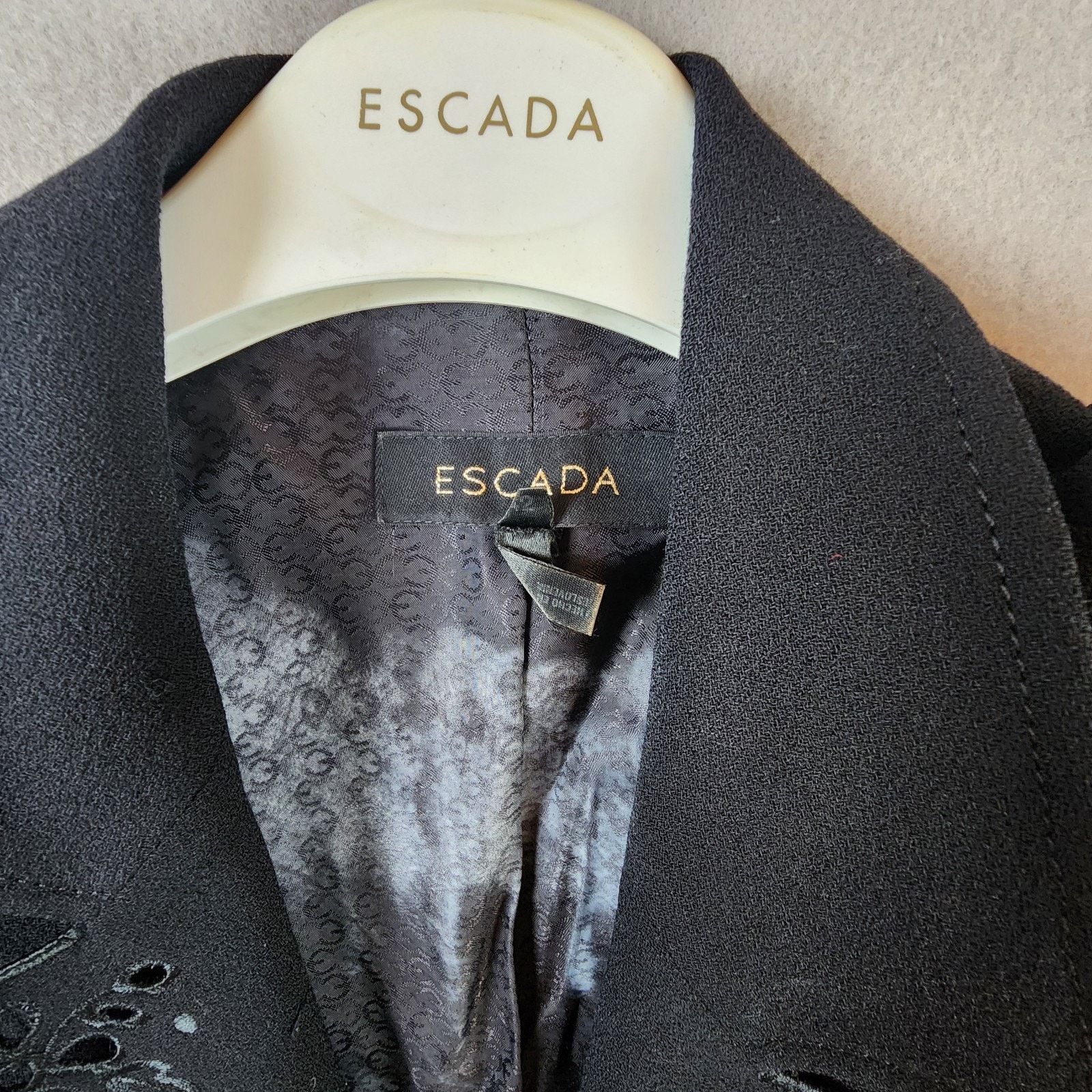 Escada Escada Scalloped Pant Suit Women Sz 12 Wool Black Embroidery Size XL / US 12-14 / IT 48-50 - 15 Thumbnail