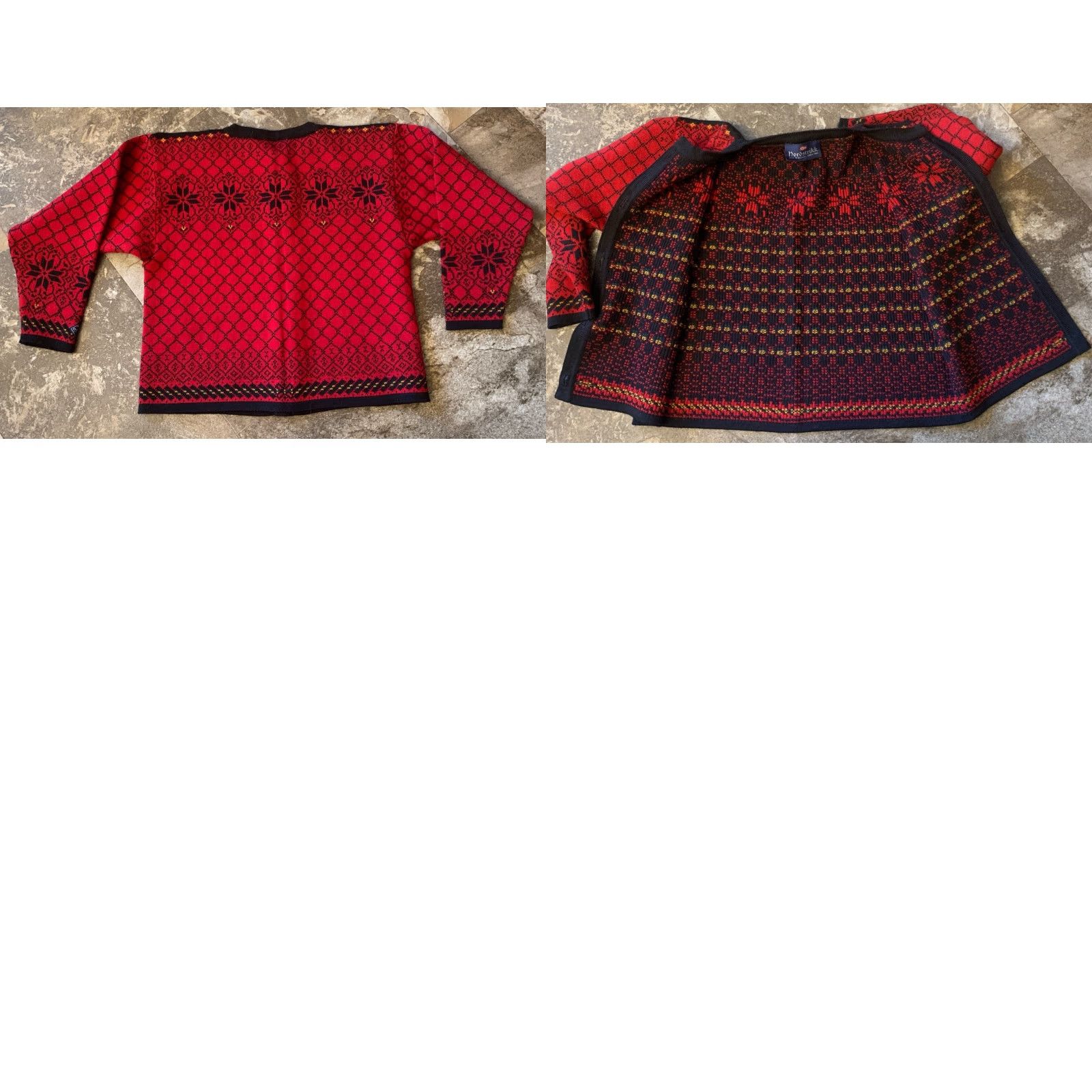 Vintage Nordstrikk Cardigan Sweater Women M Red Virgin Wool Button Wool Round Neck Long Sleeve, Casual Holiday Christmas Size M / US 6-8 / IT 42-44 - 8 Thumbnail