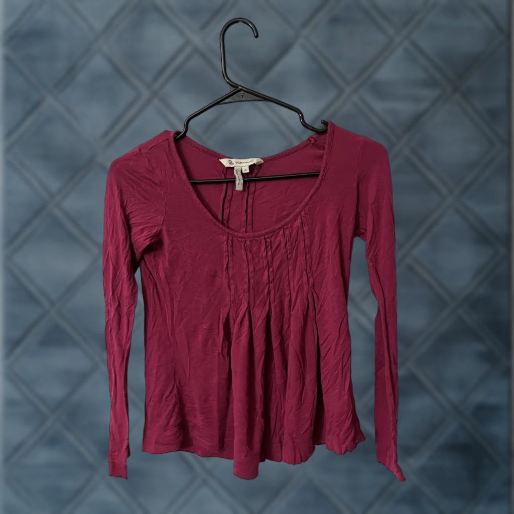 BCBGeneration BCBGeneration Blouse Womens XS Maroon Button Down Back Long Sleeve Size XS / US 0-2 / IT 36-38 - 1 Thumbnail