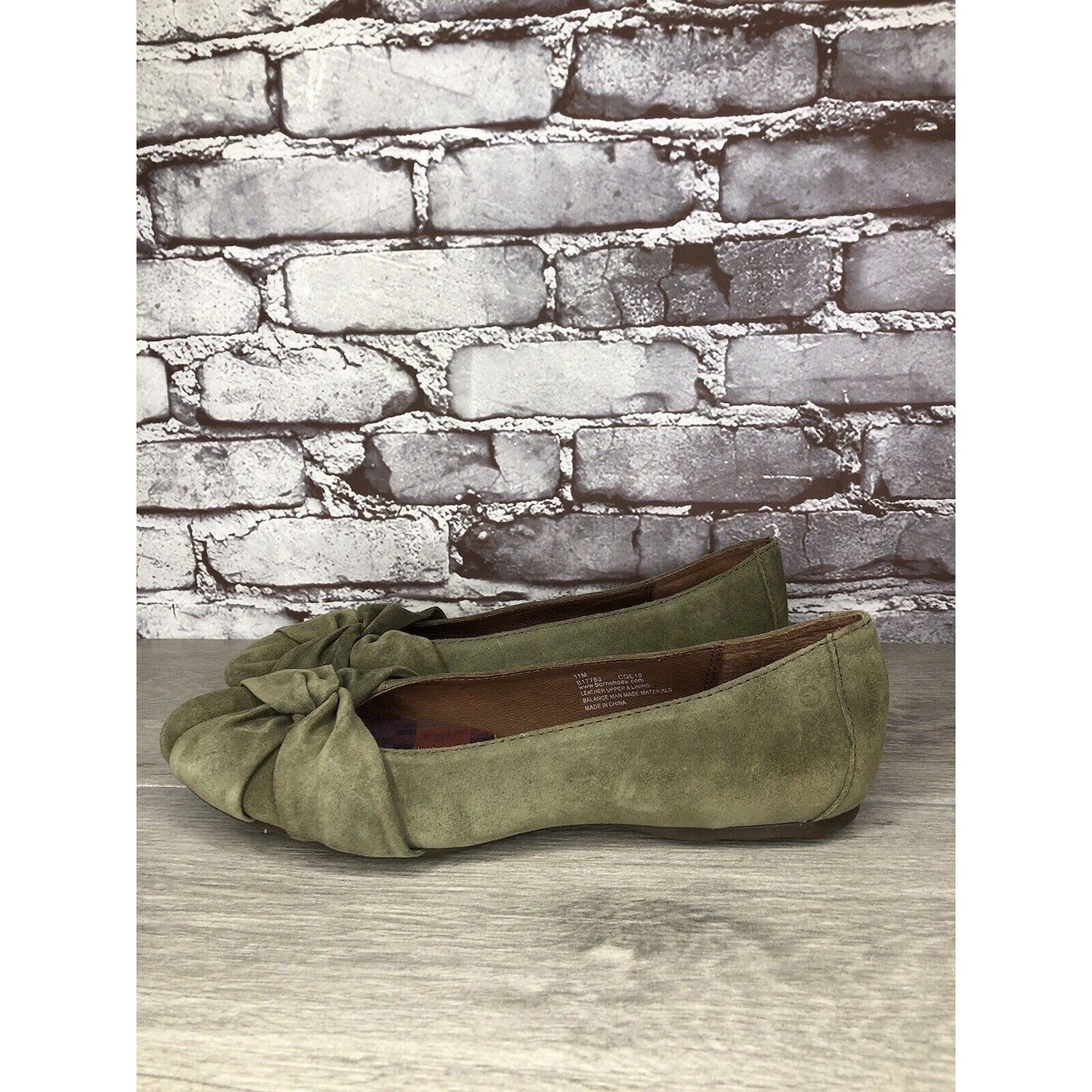 Born Born Lily Green Suede Leather Knot Ballet Flats Shoes Women’ Size US 11 / IT 41 - 12 Thumbnail