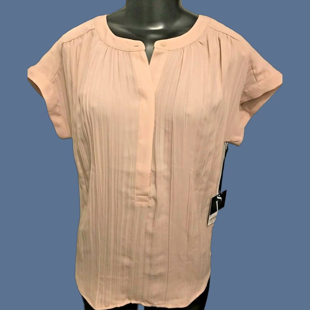 Vintage VINTAGE Simply Vera by Vera Wang Pleated Cap Sleeve 3/4 Button Front Mauve Women's Top XS NWT Size XS / US 0-2 / IT 36-38 - 1 Thumbnail