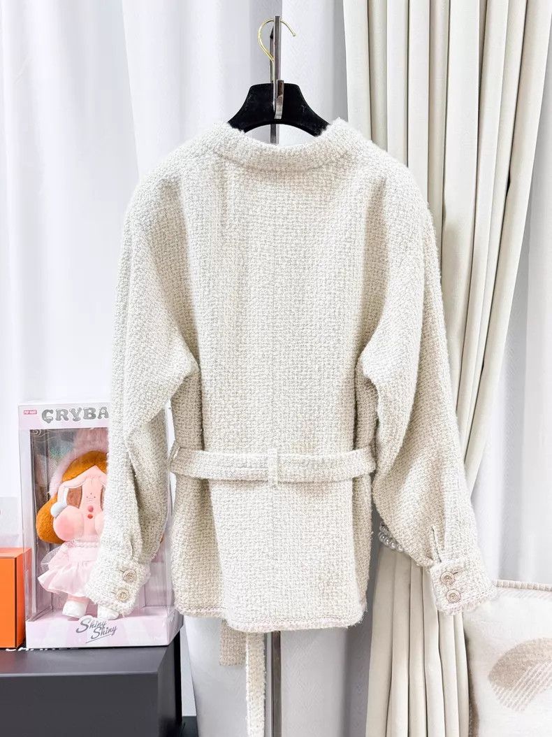 Chanel Chanel Knitted pink rolled-edge lace-up tweed coat Size XXS / US 00 / IT 34 - 2 Thumbnail