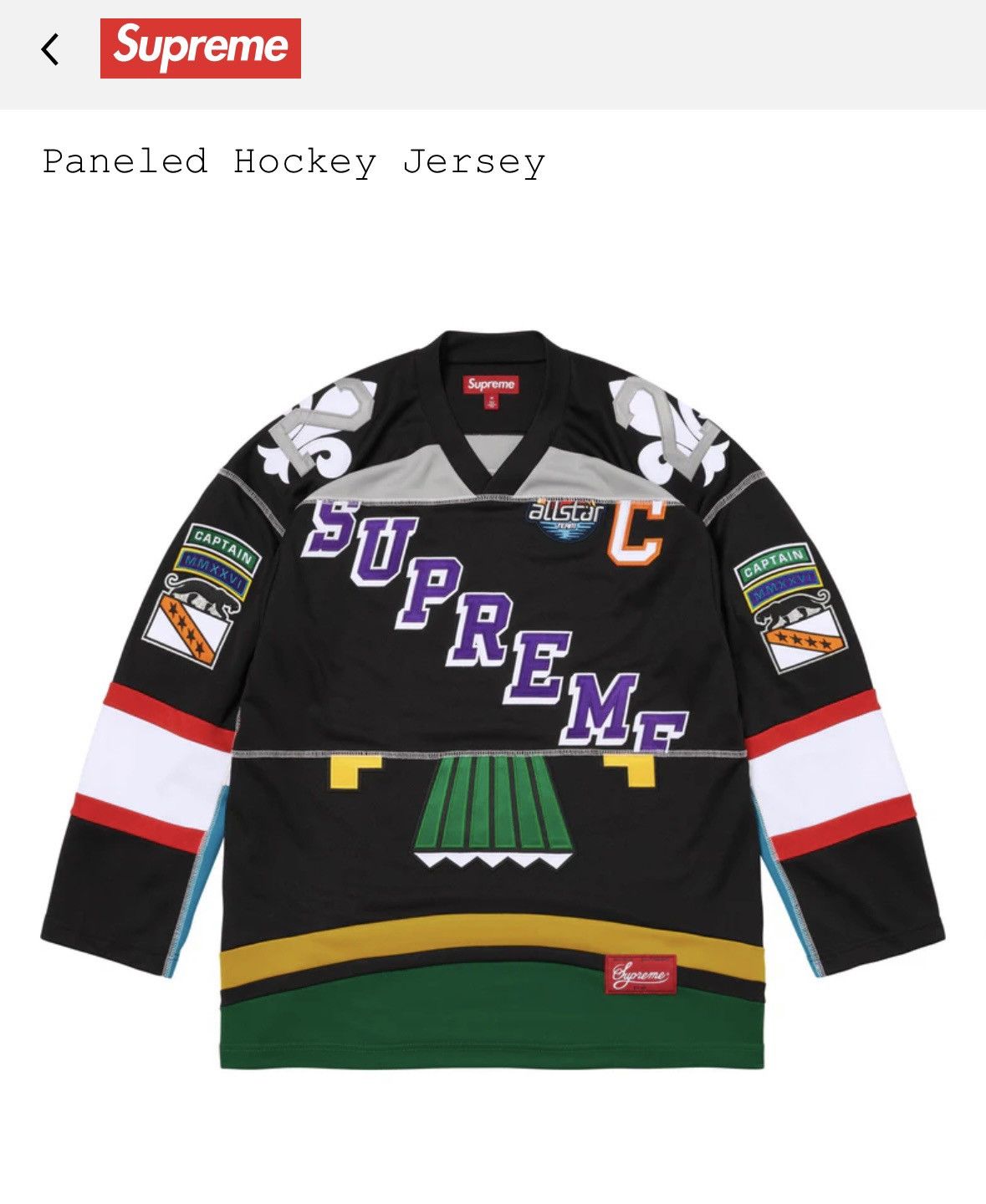 Supreme Supreme Paneled Hockey Jersey Sz L Black new Size US L / EU 52-54 / 3 - 4 Thumbnail