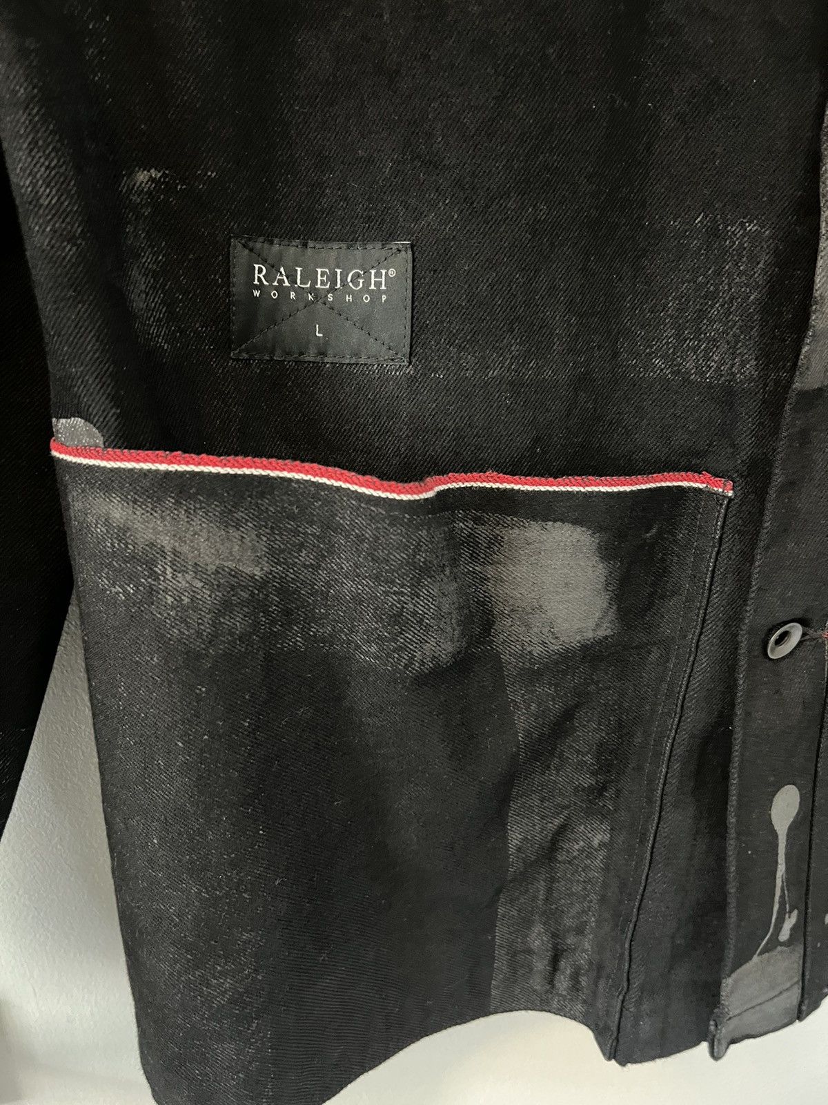 Raleigh Denim Raleigh Denim Black Vidalia Hand Painted Chore Coat - Large Size US L / EU 52-54 / 3 - 3 Thumbnail