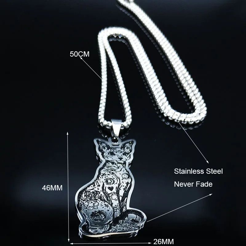 Jewelry Canadian Hairless Sphynx Cat Pendant Necklace Emblem Size ONE SIZE - 5 Thumbnail