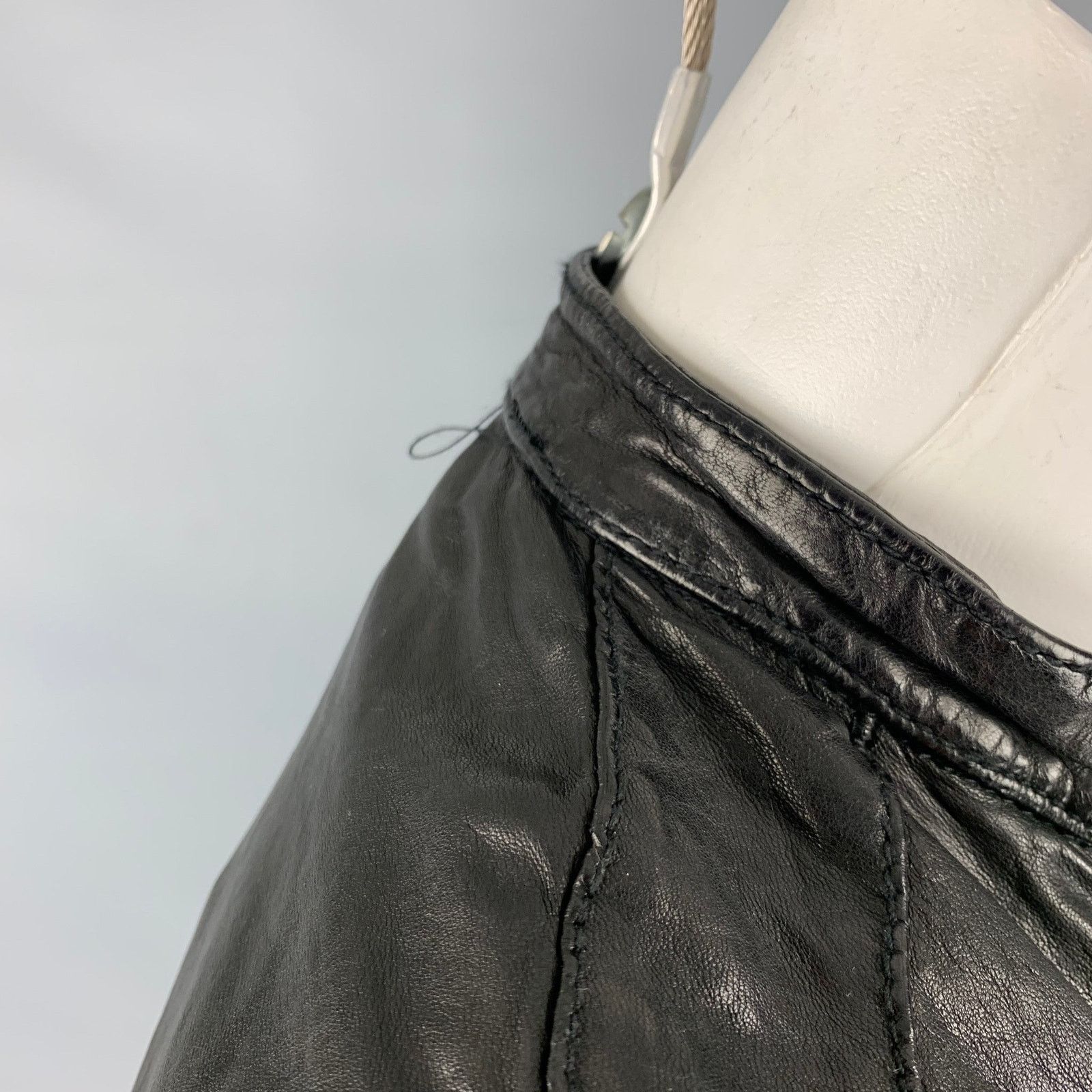 Giorgio Brato GIORGIO BRATO Size 4 Black Leather Button Up Jacket Size S / US 4 / IT 40 - 6 Thumbnail