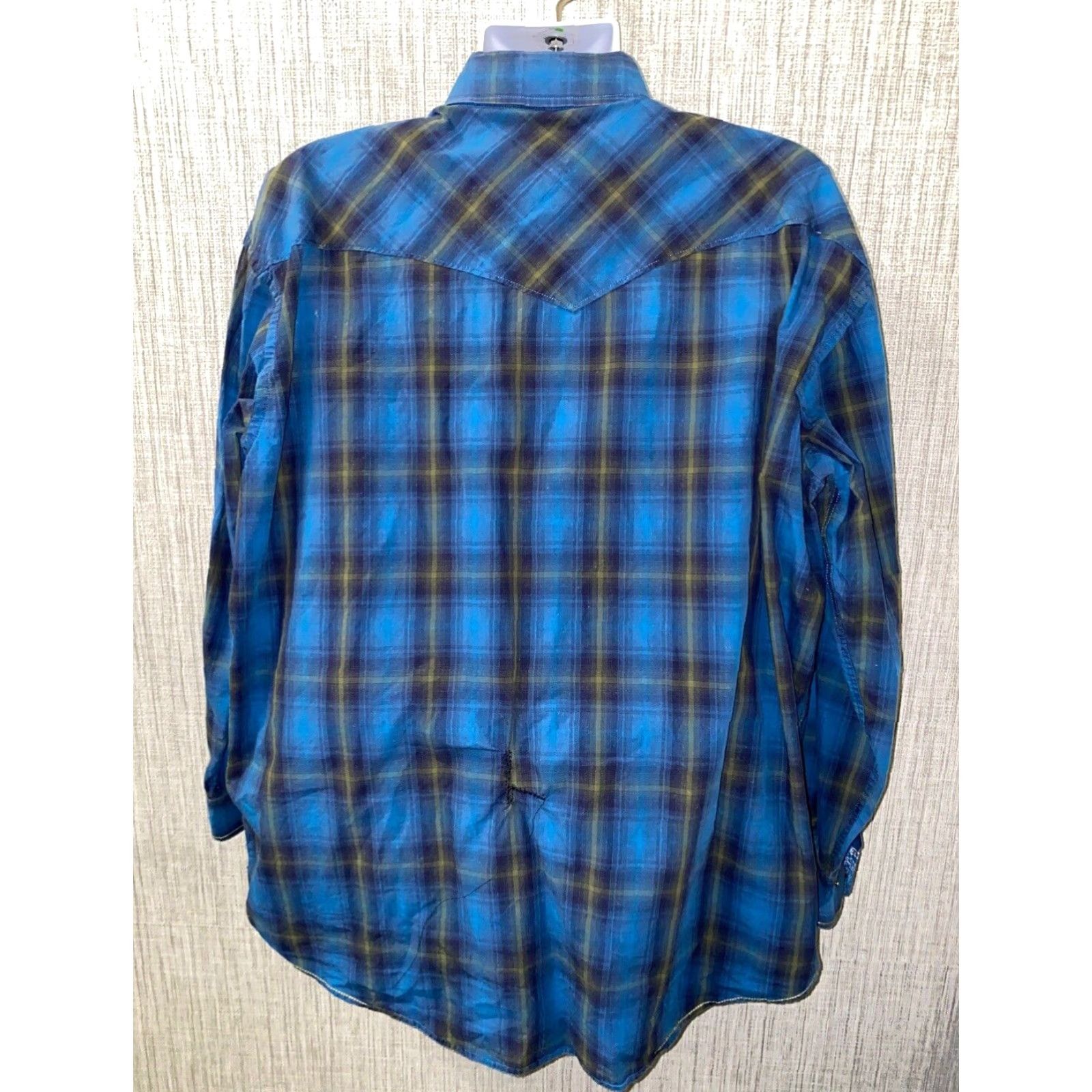 Vintage Panhandle Rough Stock Shirt Men 2XL Plaid Long Sleeve Snap Button Casual Blue/Green Size US XXL / EU 58 / 5 - 6 Thumbnail