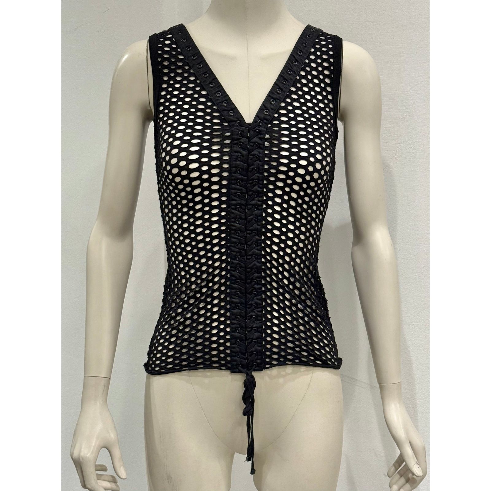 Dolce & Gabbana S/S2003 Dolce & Gabbana fishnet bondage lace-up tank top Size XS / US 0-2 / IT 36-38 - 3 Thumbnail