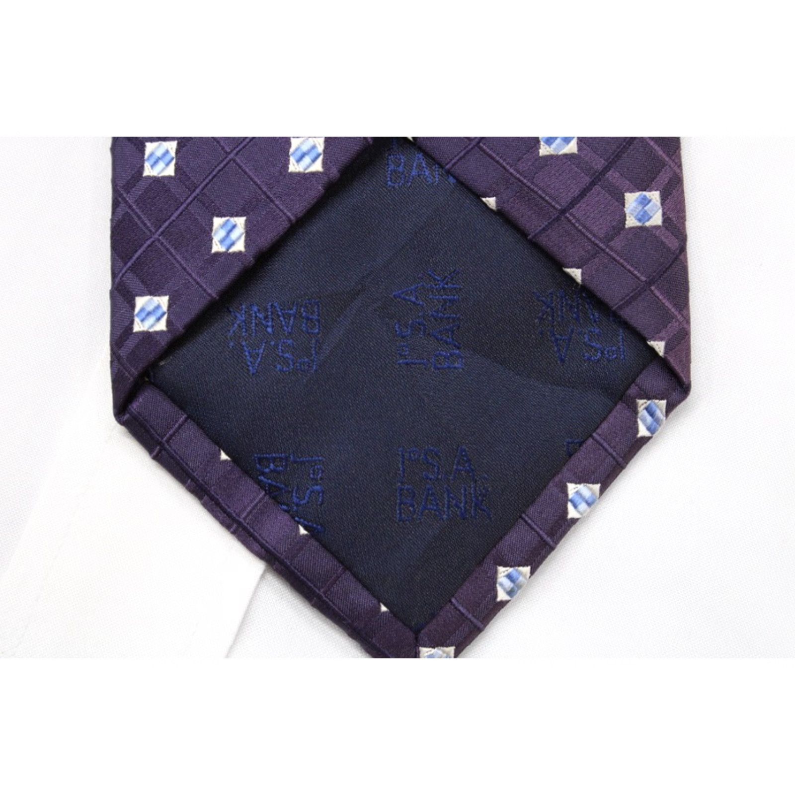 Jos. A. Bank VINTAGE Jos A Bank Silk Necktie Men's Purple Geometric Squares Textured Hand Sewn Size ONE SIZE - 5 Thumbnail