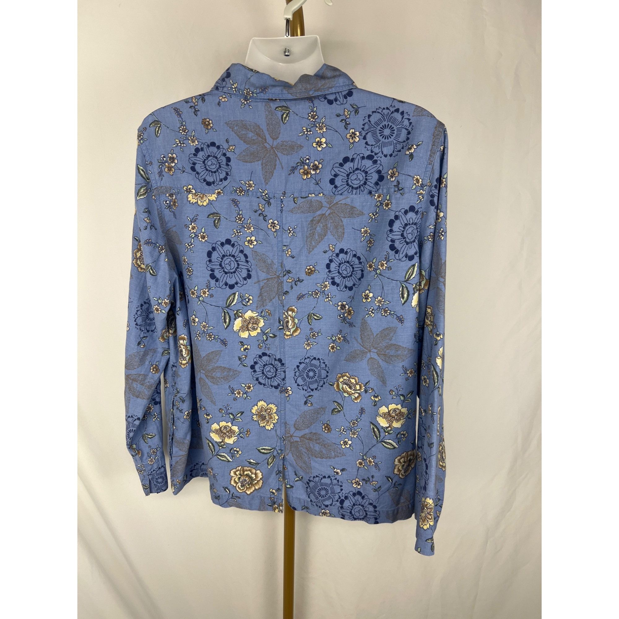 Other Appleseeds Blue Floral Button-Up Shirt Size 16 70% Lyocell 2 Size XXL / US 16-18 / IT 52-54 - 2 Thumbnail