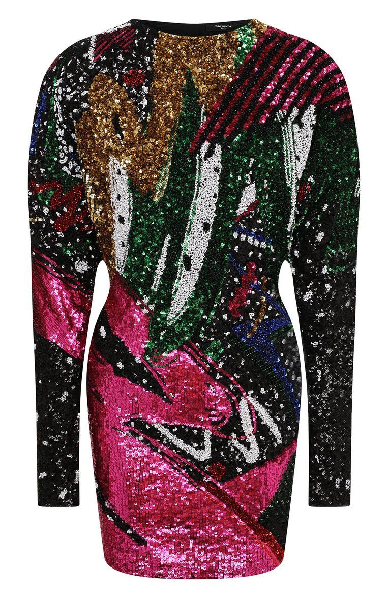 Balmain o1y0525 Sequins Mini Dress in Multicolor Size M / US 6-8 / IT 42-44 - 1 Thumbnail
