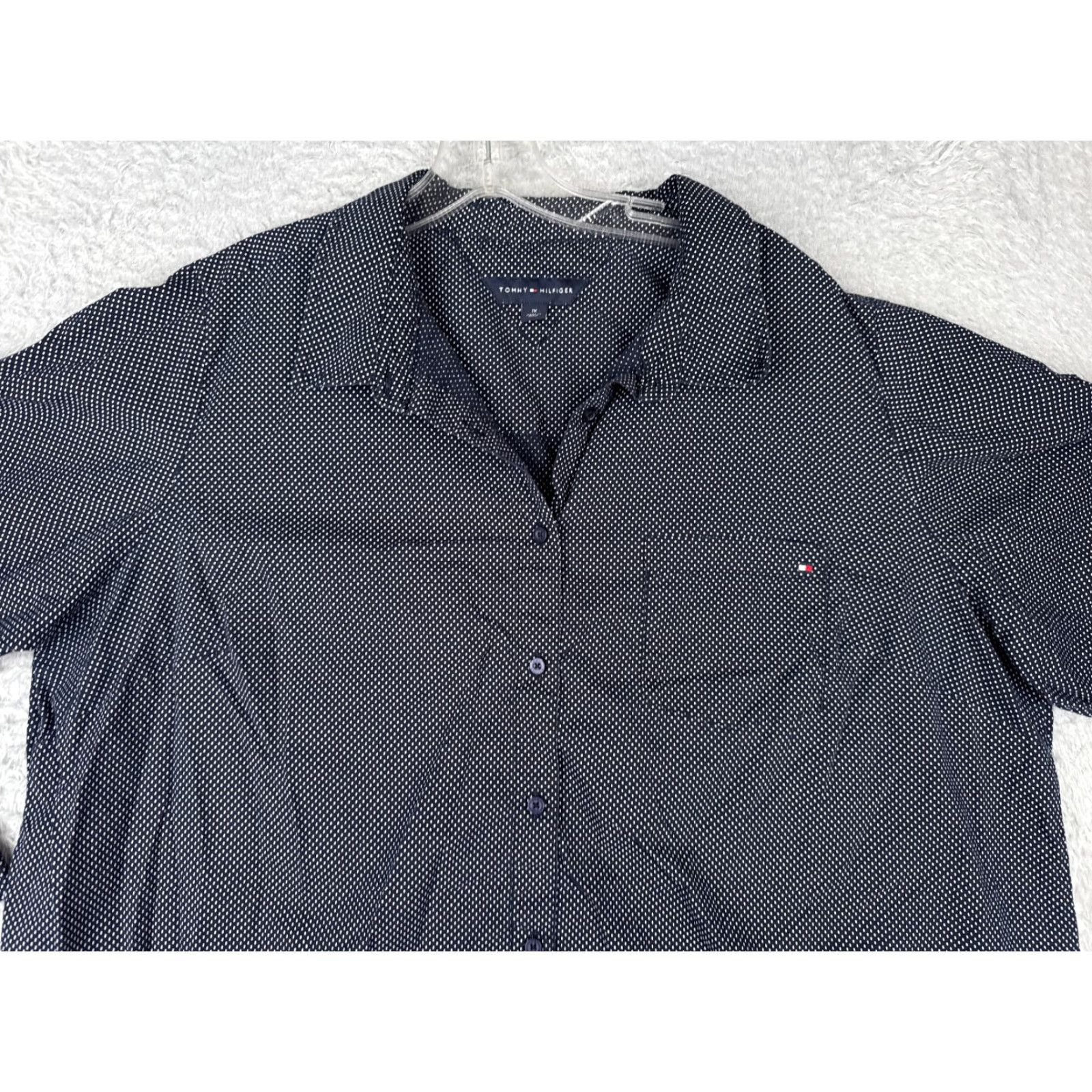 Tommy Hilfiger Tommy Hilfiger Shirt Women 1X Blue Polka Dot Button Pocket Long Sleeve Size XL / US 12-14 / IT 48-50 - 4 Thumbnail