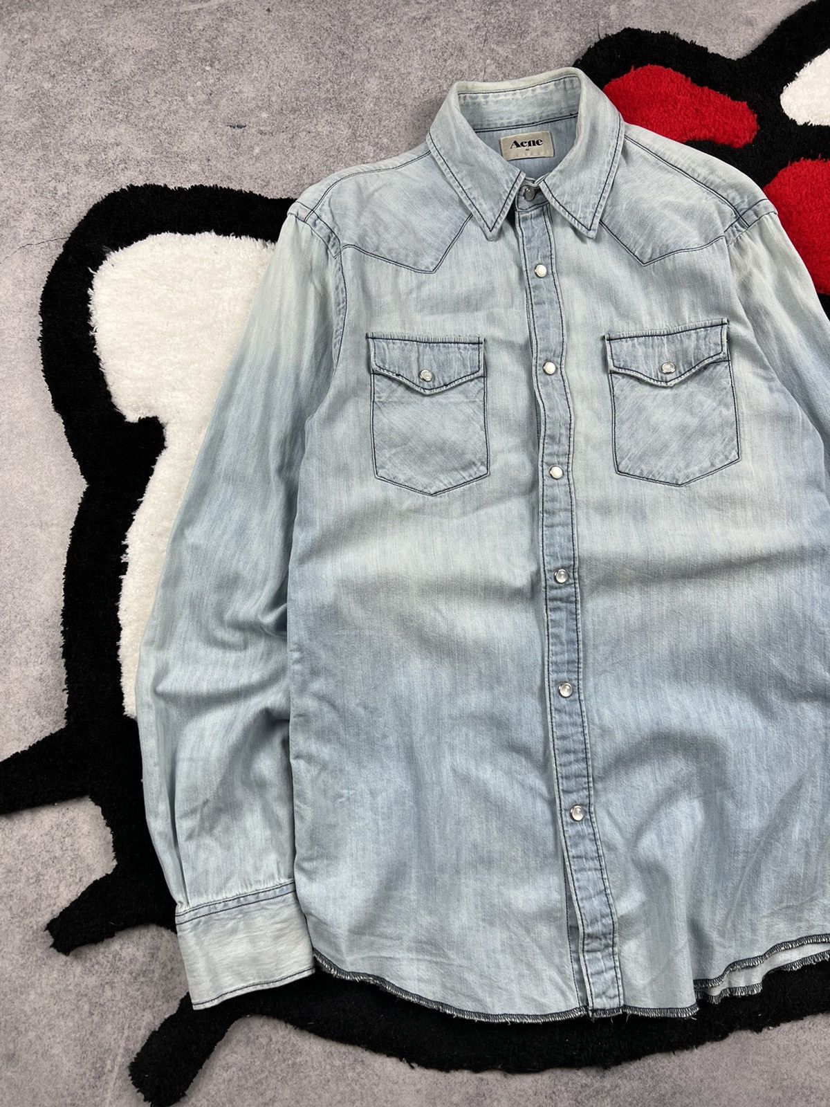 Acne Studios Vintage Acne Studios Mudwash Denim Distressed Y2K Shirt Size US S / EU 44-46 / 1 - 2 Thumbnail