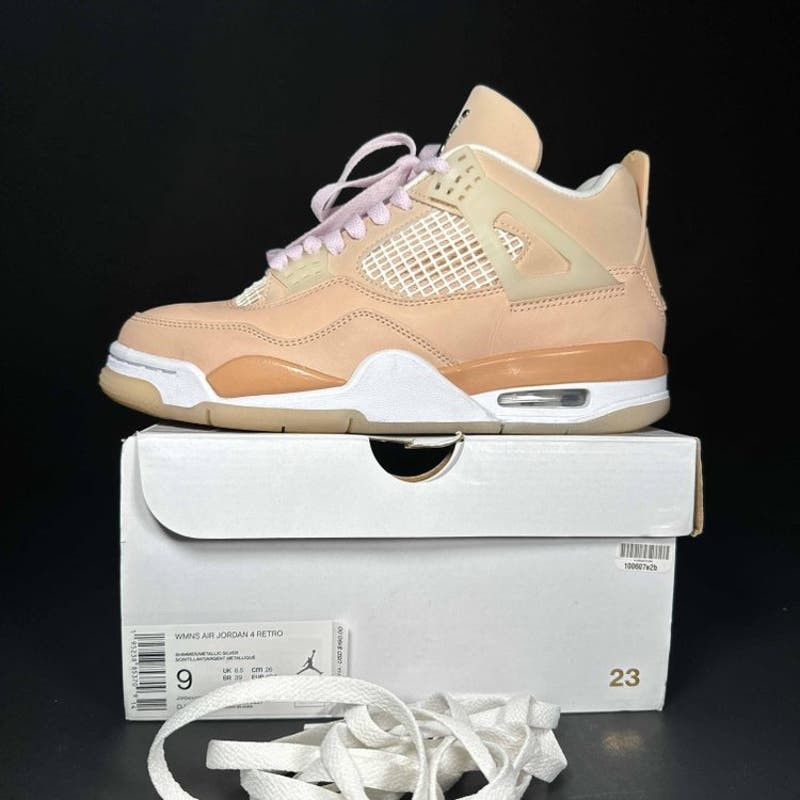 image of Wmns Air Jordan 4 Retro 'shimmer' Womens Sneakers - Size 9 in Tan