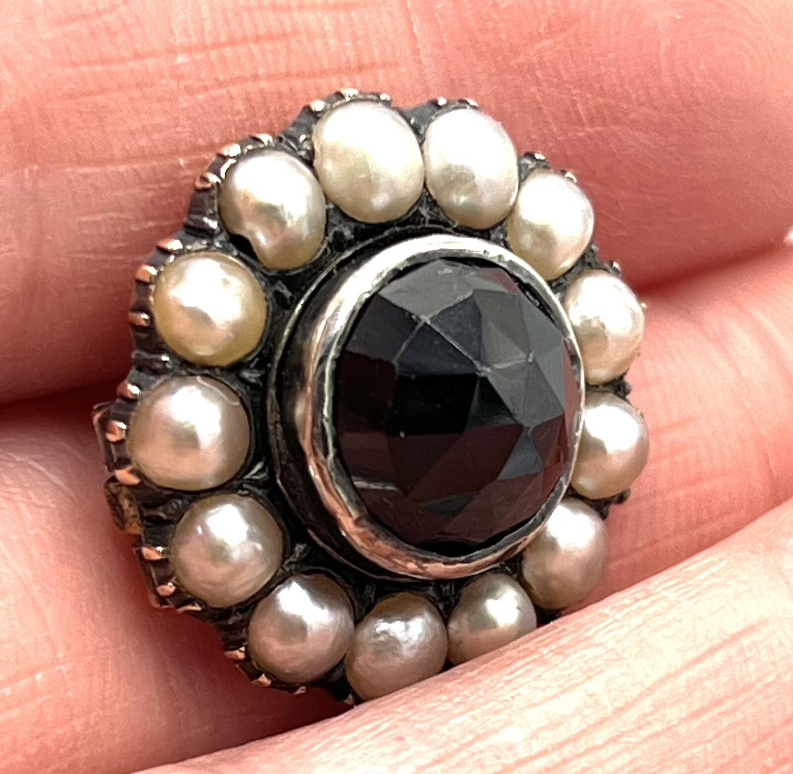 Other 14K Gold & Sterling Silver Garnet & Pearl Mourner’s Brooch Size ONE SIZE - 4 Thumbnail