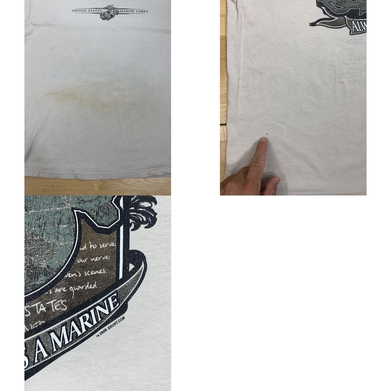 Hanes Hanes Beefy Graphic Tee Once a Marine Always a Marine Size XL Short Sleeve Beige Mens T-Shirt 2131 Size US 36 / EU 52 - 8 Thumbnail