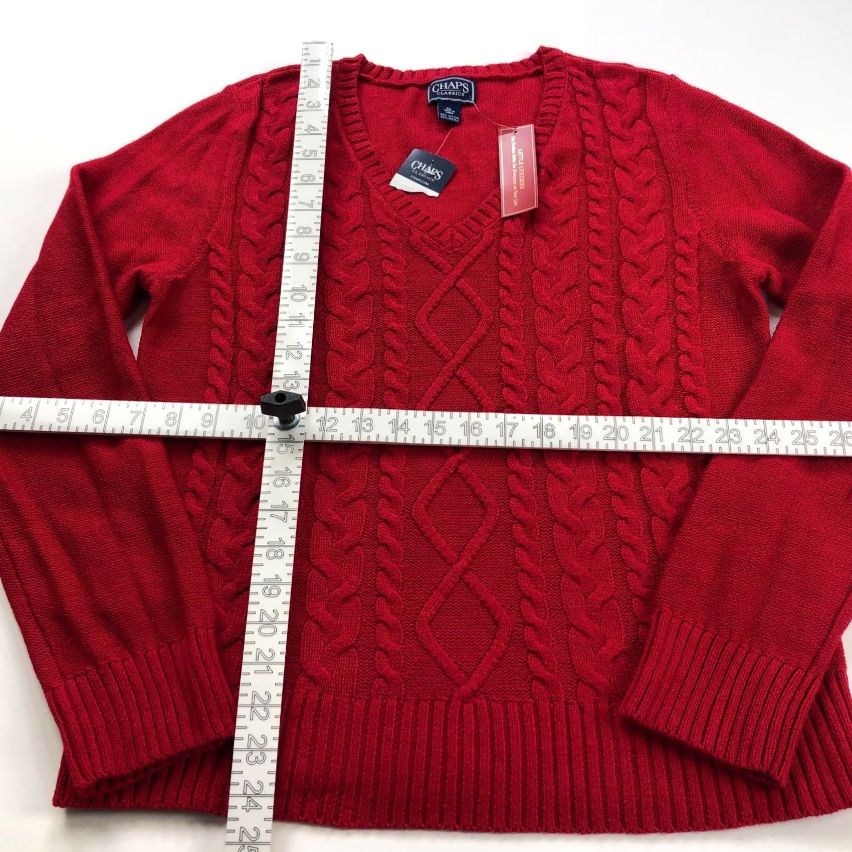 Chaps Chaps Sweater Shirts? Chaps XL Cable Knit Acrylic V-Neck Pullover Red Womens Pullover Sweater Red Nike Size XL / US 12-14 / IT 48-50 - 2 Thumbnail