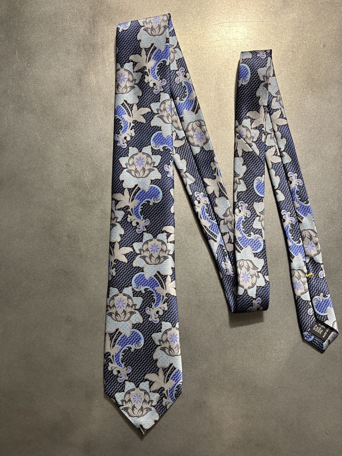 Principe Principe Silk Tie Made in Italy Floral Pattern Blue Necktie Size ONE SIZE - 2 Thumbnail