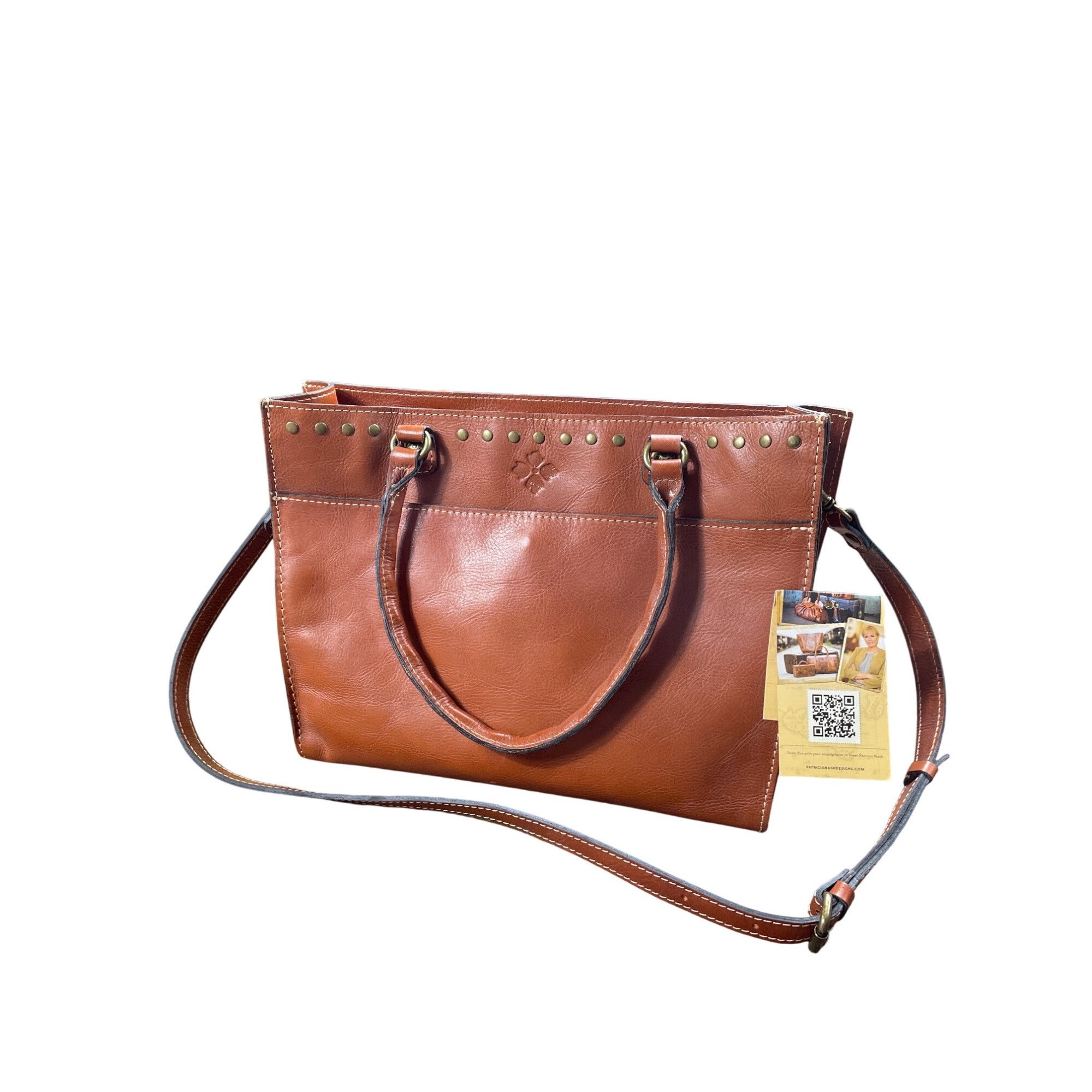 Patricia Nash Womens Brown Italian Leather Handbag Shoulder