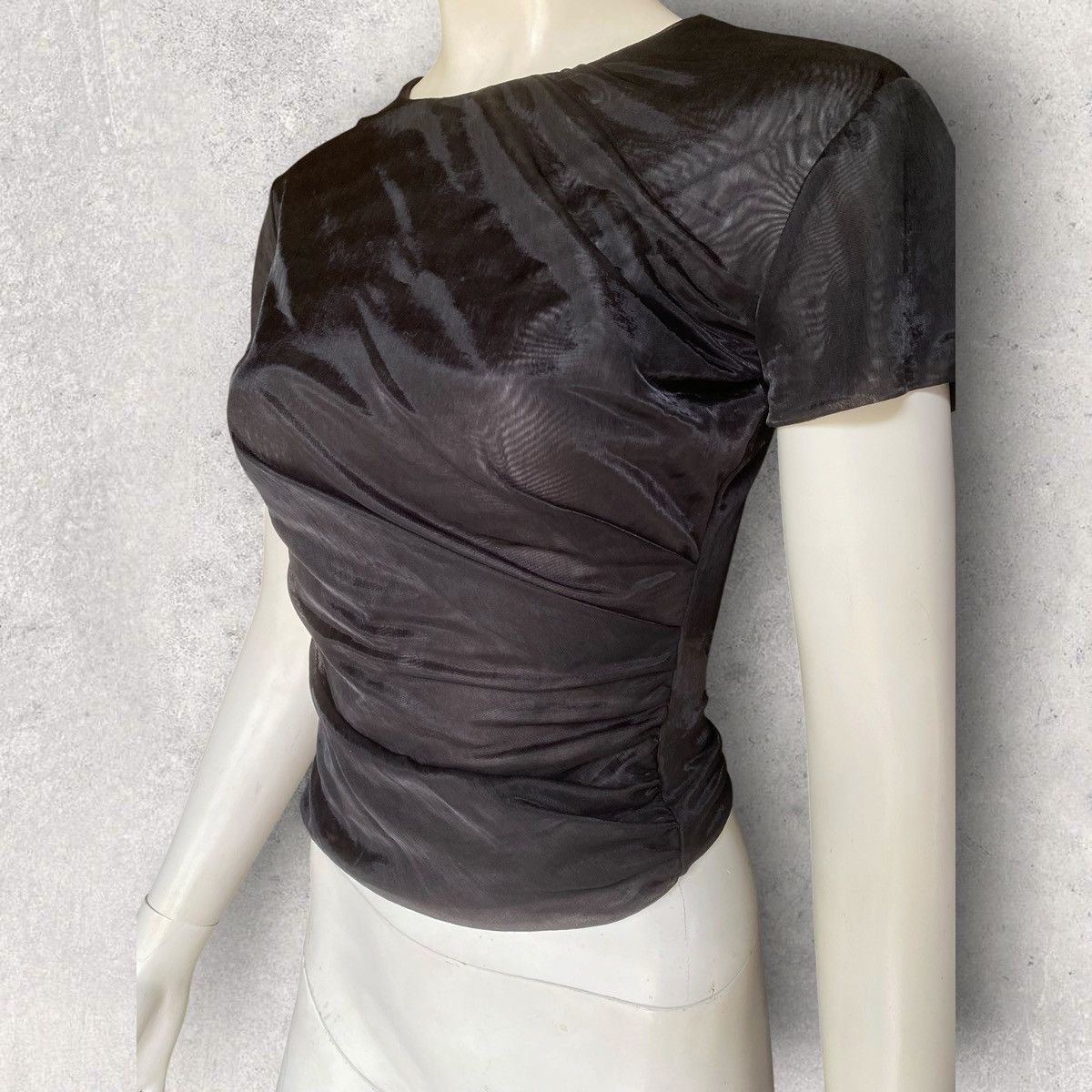 Helmut Lang Archive 1992 Twisted Gathered Layer Sheer Top Size M / US 6-8 / IT 42-44 - 4 Thumbnail