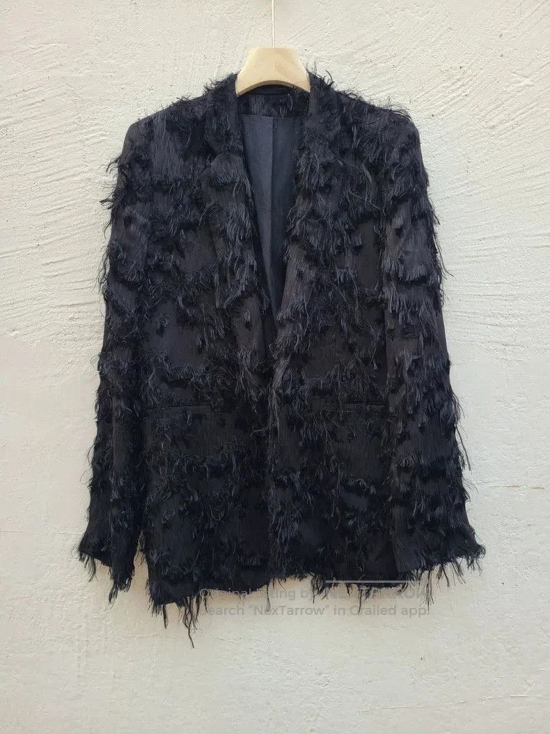 Ann Demeulemeester black silk textured blazer jacket . Size US M / EU 48-50 / 2 - 1 Thumbnail
