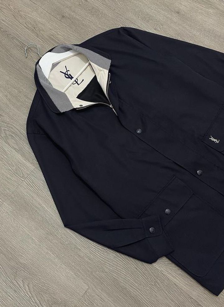 image of Big Logo Vintage YVES Saint Laurent X YSL Jacket in Dark Navy, Men's (Size Large)