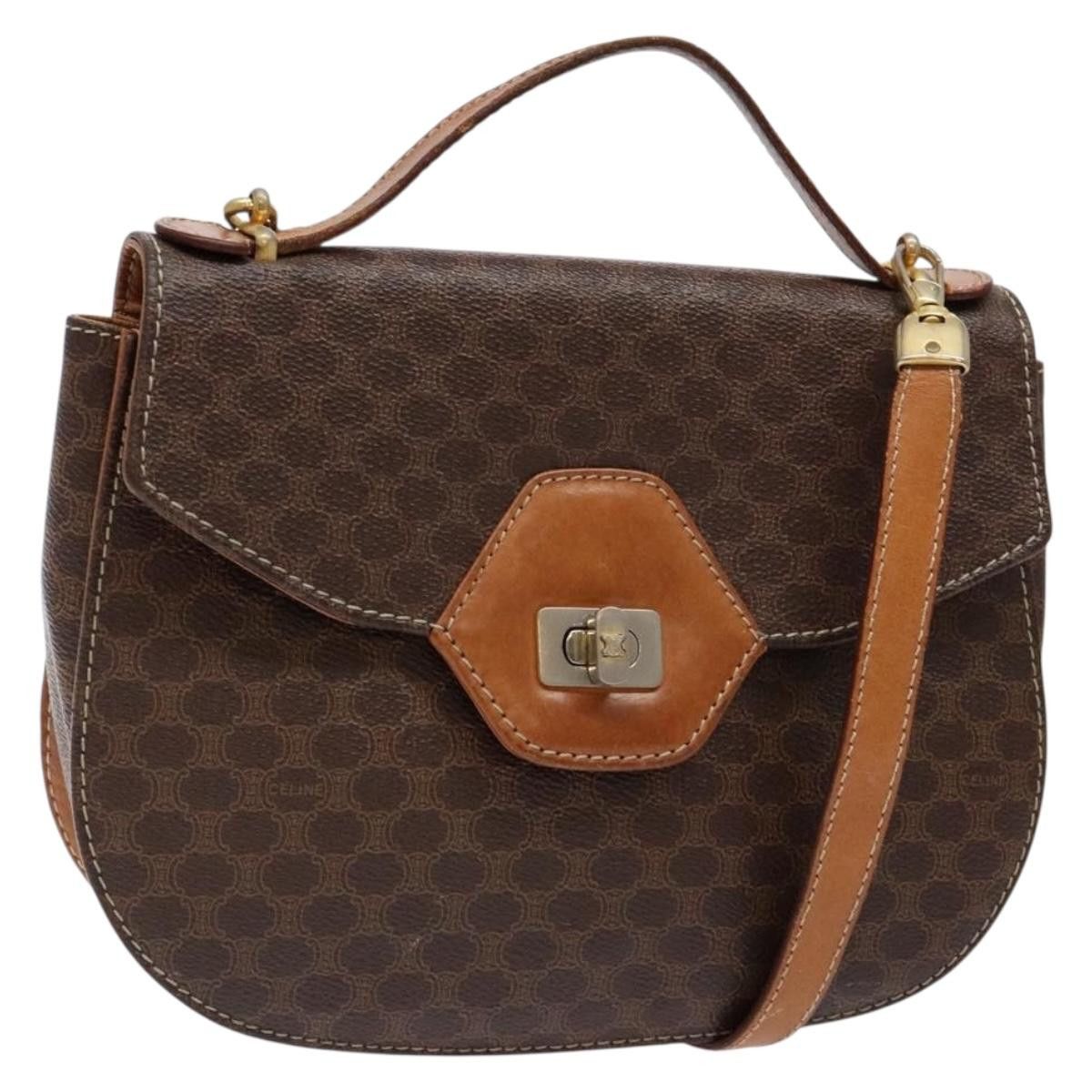 Celine CELINE Macadam Canvas Hand Bag Pvc Leather Brown Gold Size ONE SIZE - 1 Thumbnail