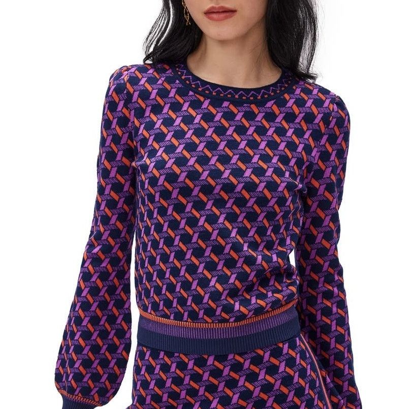Diane von Furstenberg Iggy Geometric Knit Wool Sweater