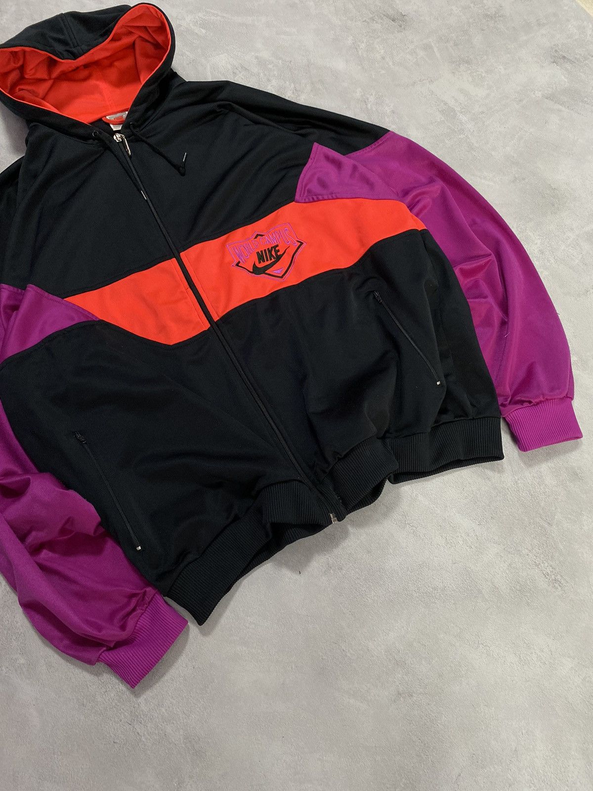 Nike × Vintage Vintage Zip Up Hoodie Nylon Nike WORLD CAMPUS Rare model Size US XL / EU 56 / 4 - 4 Thumbnail