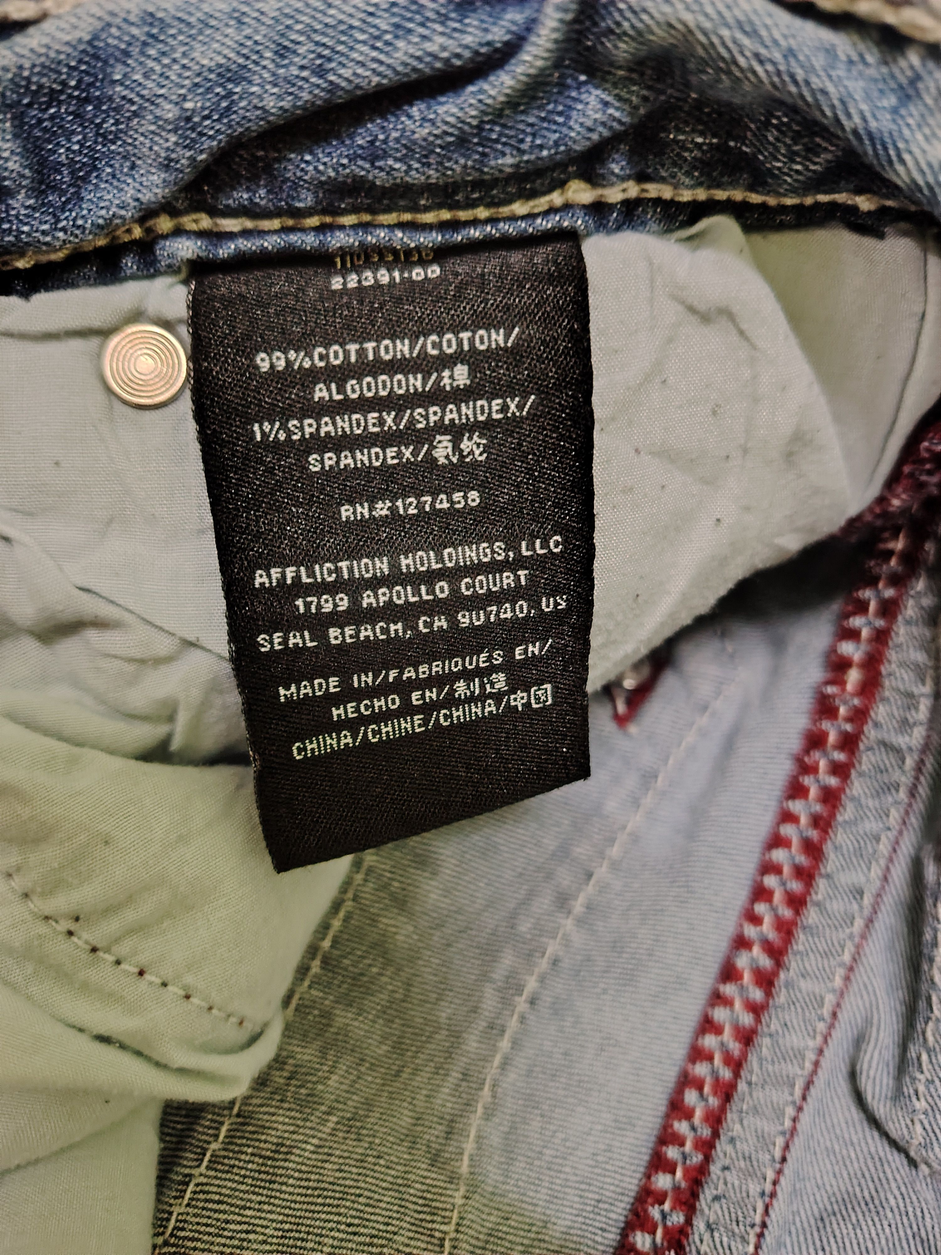 Affliction VINTAGE BLACK PREMIUM AFFLICTION "ACE" JEANS Size US 36 / EU 52 - 11 Thumbnail