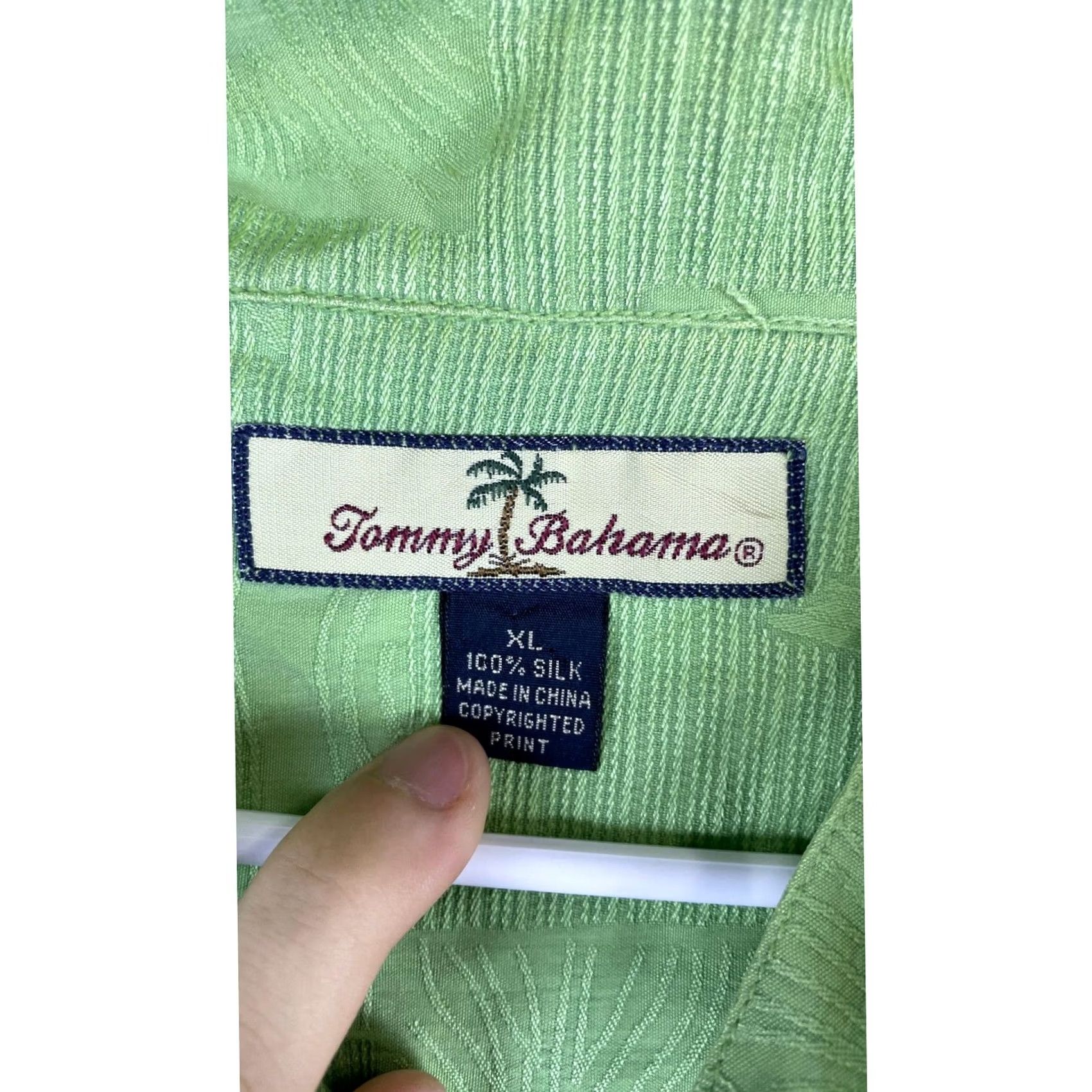 Tommy Bahama Tommy Bahama Green Silk Palm Leaf Jacquard Button Up Shirt Mens XL Size US XL / EU 56 / 4 - 6 Thumbnail