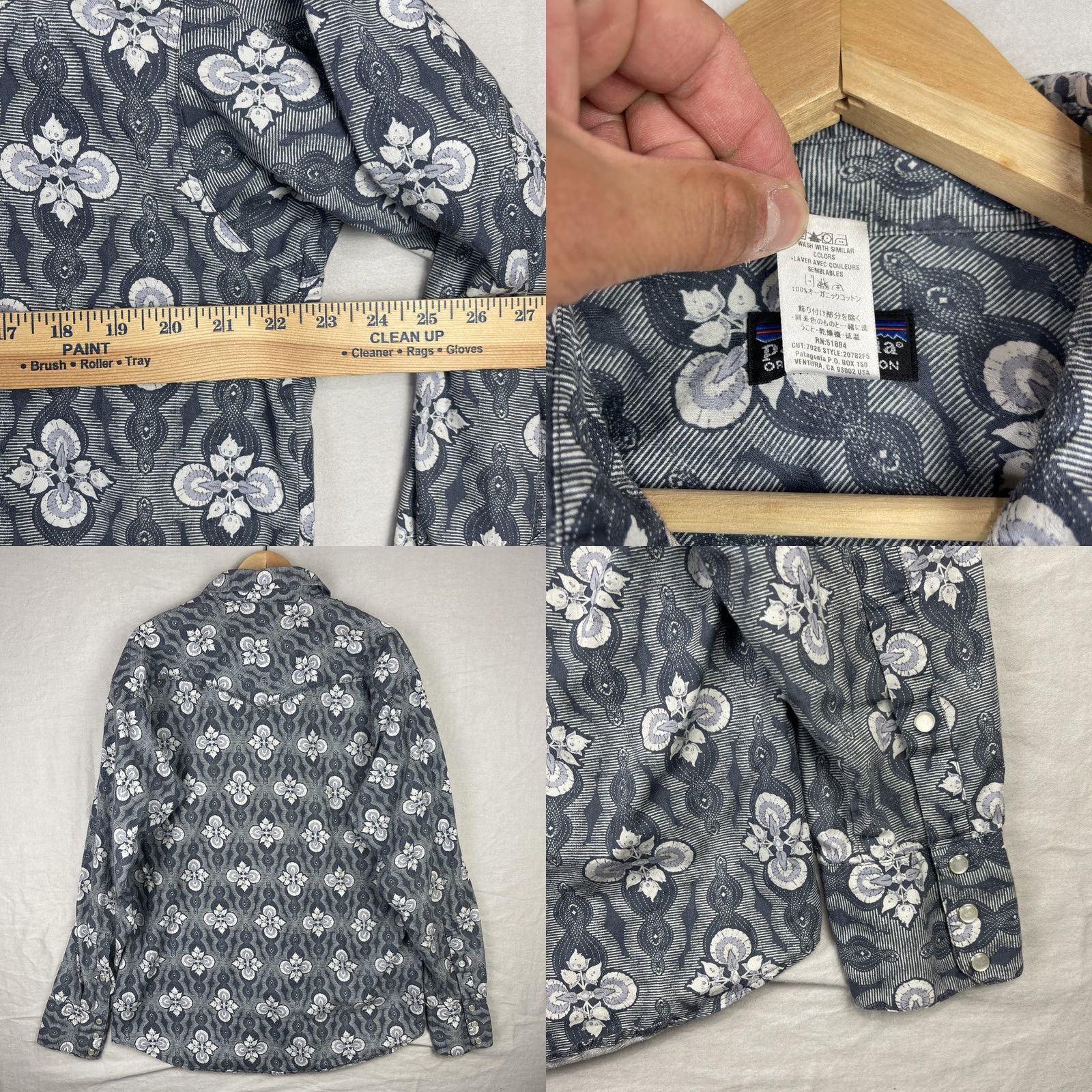 Patagonia VINTAGE Patagonia Rhythm Shirt Mens L Blue White Western Pearl Snap Cowboy Shirt Size US L / EU 52-54 / 3 - 9 Thumbnail