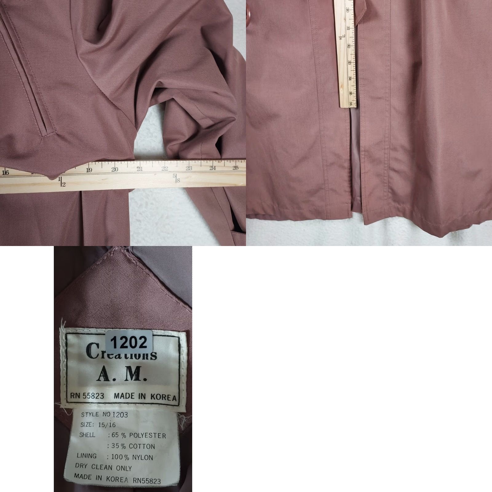 Vintage VINTAGE AM Creations Womens Trench Coat 15/16 Mauve Belted Long Polyester Korea Coat Womens Size XXL / US 16-18 / IT 52-54 - 8 Thumbnail