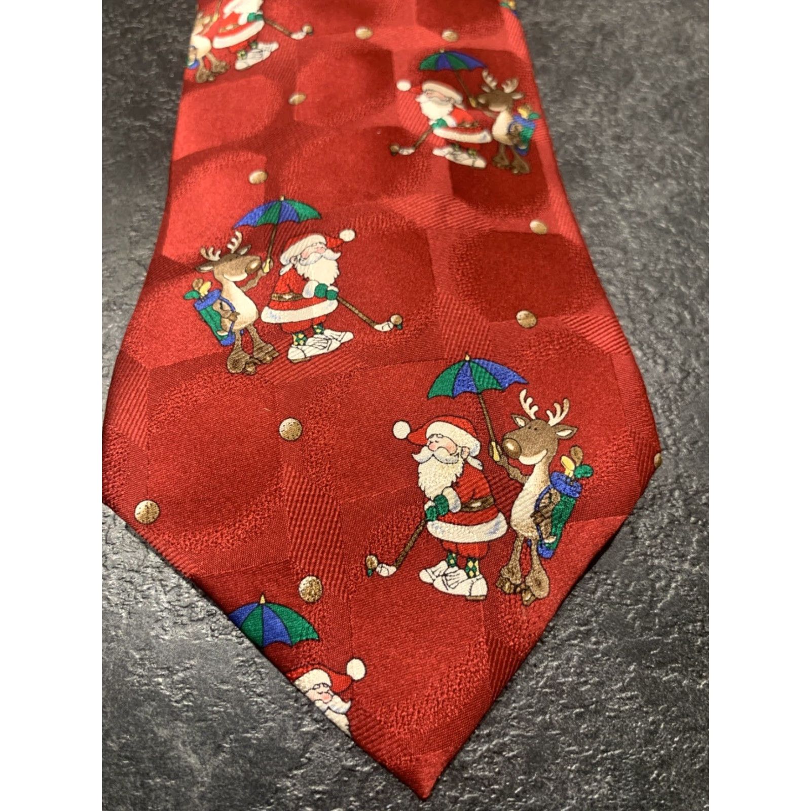 Vintage American Greetings Snowmen Necktie Tie 100% Silk Red Classic 58.5" Winter Mens Size ONE SIZE - 2 Thumbnail