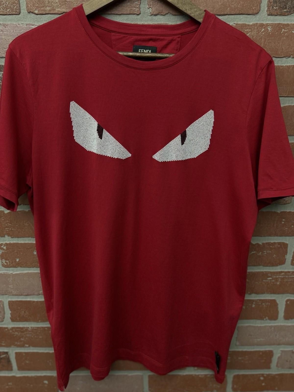 Fendi FENDI Men's Size- (52) Red Cotton Silver Eyes T-Shirt Top Size US L / EU 52-54 / 3 - 7 Thumbnail