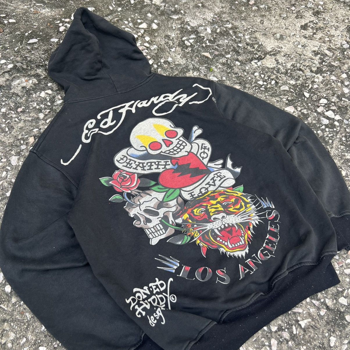 Christian Audigier × Ed Hardy × Vintage “ED HARDY” LOS ANGELES ZIP UP HOODIE Size US M / EU 48-50 / 2 - 4 Thumbnail
