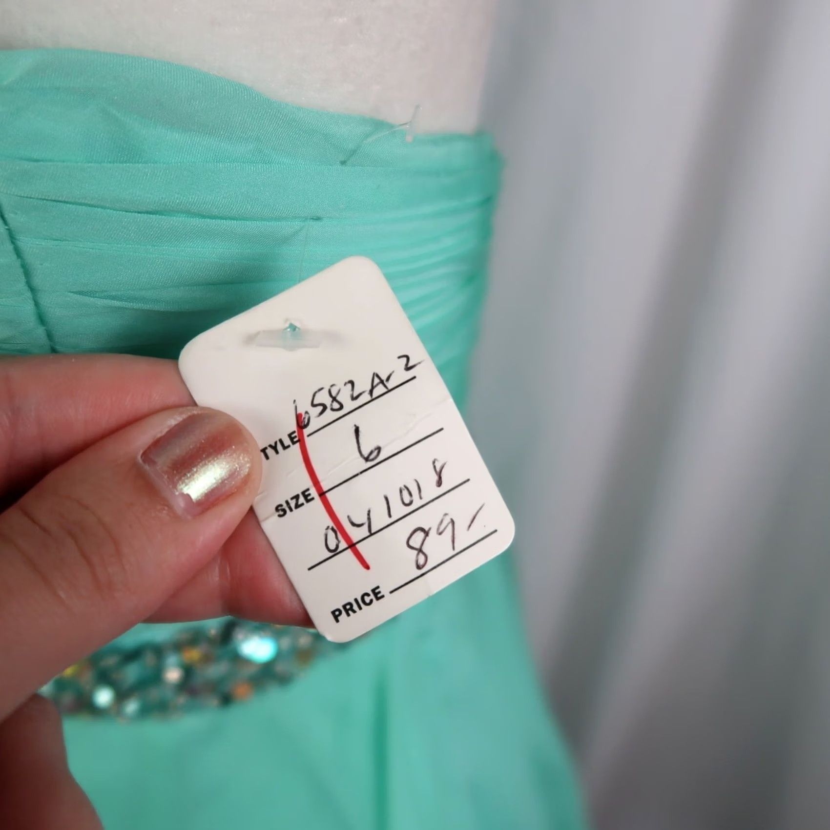 CO Samila & Co Ruffle Strapless Mini Prom Dress Aqua Green Jeweled 6 Size M / US 6-8 / IT 42-44 - 7 Thumbnail