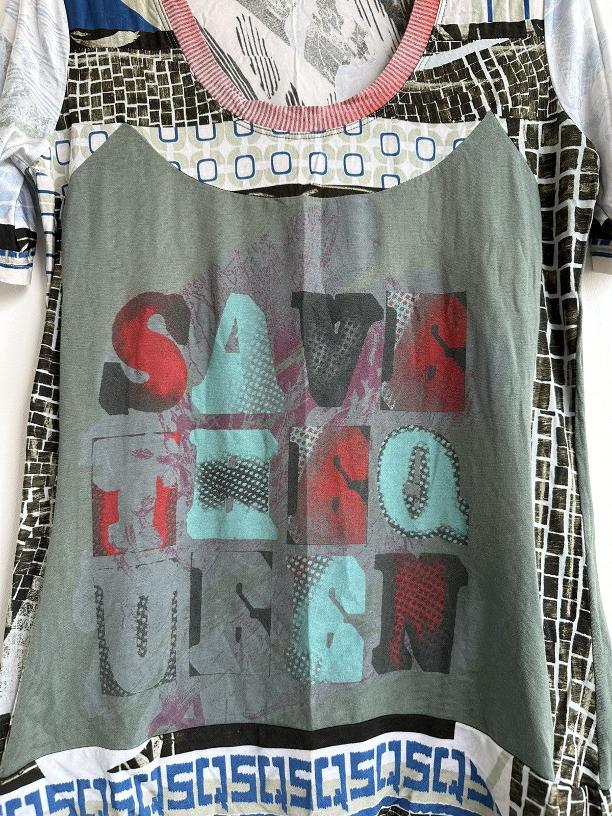 Vintage Save the Queen Short Sleeve Blouse Top Abstract Print Size L Size L / US 10 / IT 46 - 4 Thumbnail