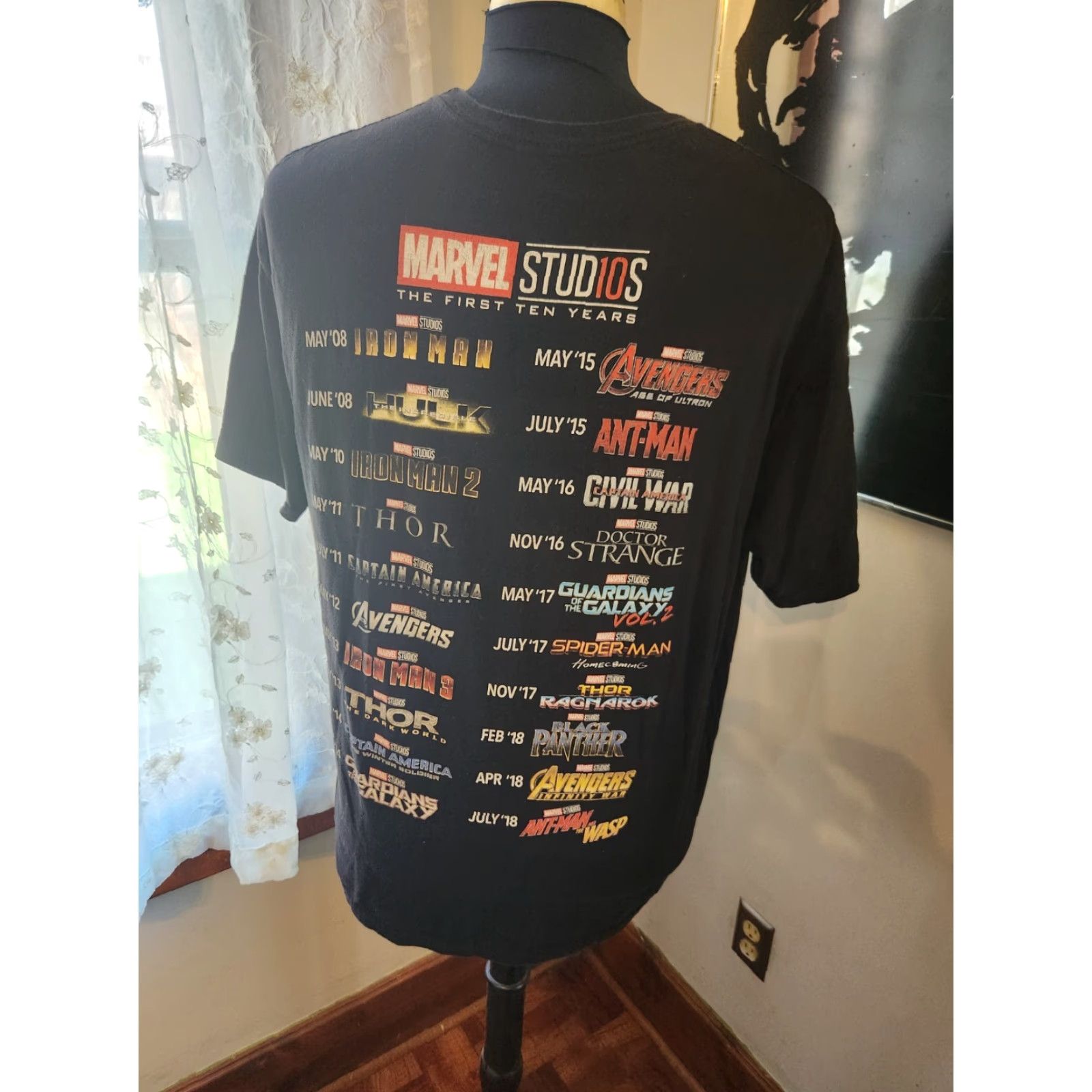 Vintage VINTAGE Marvel Studios T-SHIRT Men XL Black The FIRST ten YEARS Avengers Crew Neck Short Sleeve Cotton Tagless Double-Sided Easy Care Size US XL / EU 56 / 4 - 2 Thumbnail