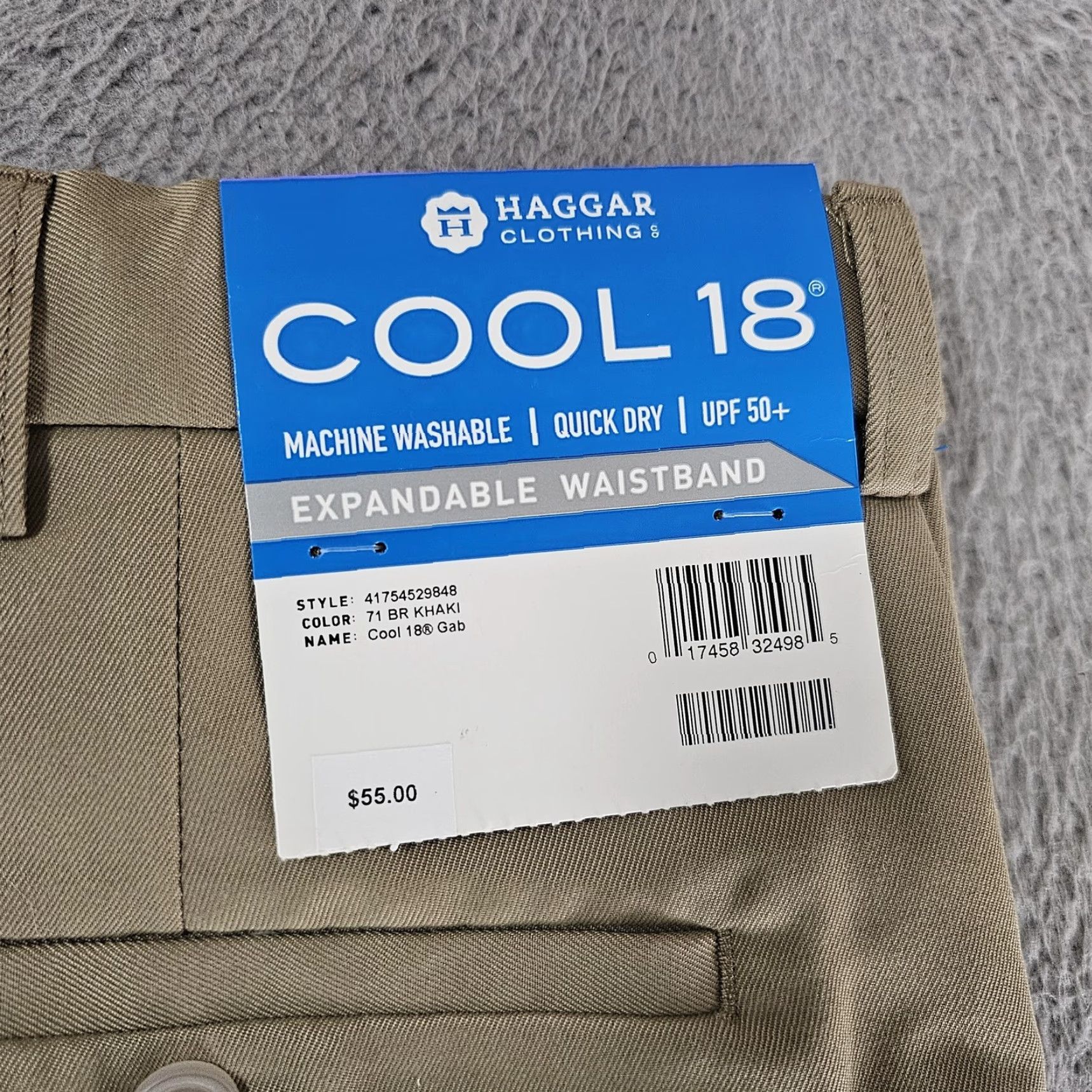Haggar Haggar Shorts Mens 48 Chino Beige 11 Inseam Cool 18 Quick Dry UPF 50 Casual Belt Loops Flat Front Size US 32 / EU 48 - 2 Thumbnail