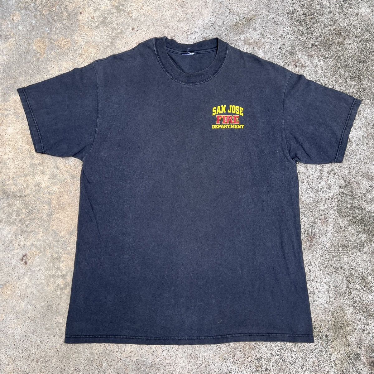 Vintage Vtg 90s Firefighter Tee XL Thrashed Faded graphic streetwear Size US XL / EU 56 / 4 - 8 Thumbnail