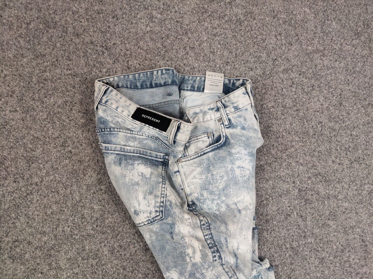 Represent Clo. Represent Design Blue Distressed Painted Denim Slim Jeans Size US 34 / EU 50 - 3 Thumbnail
