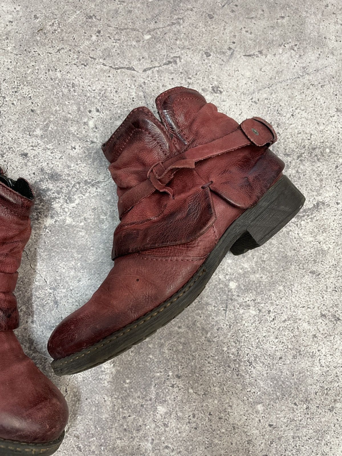 If Six Was Nine Vintage Italian AS98 Heel Leather Biker Boots In Dark Red Size US 7 / IT 37 - 9 Thumbnail