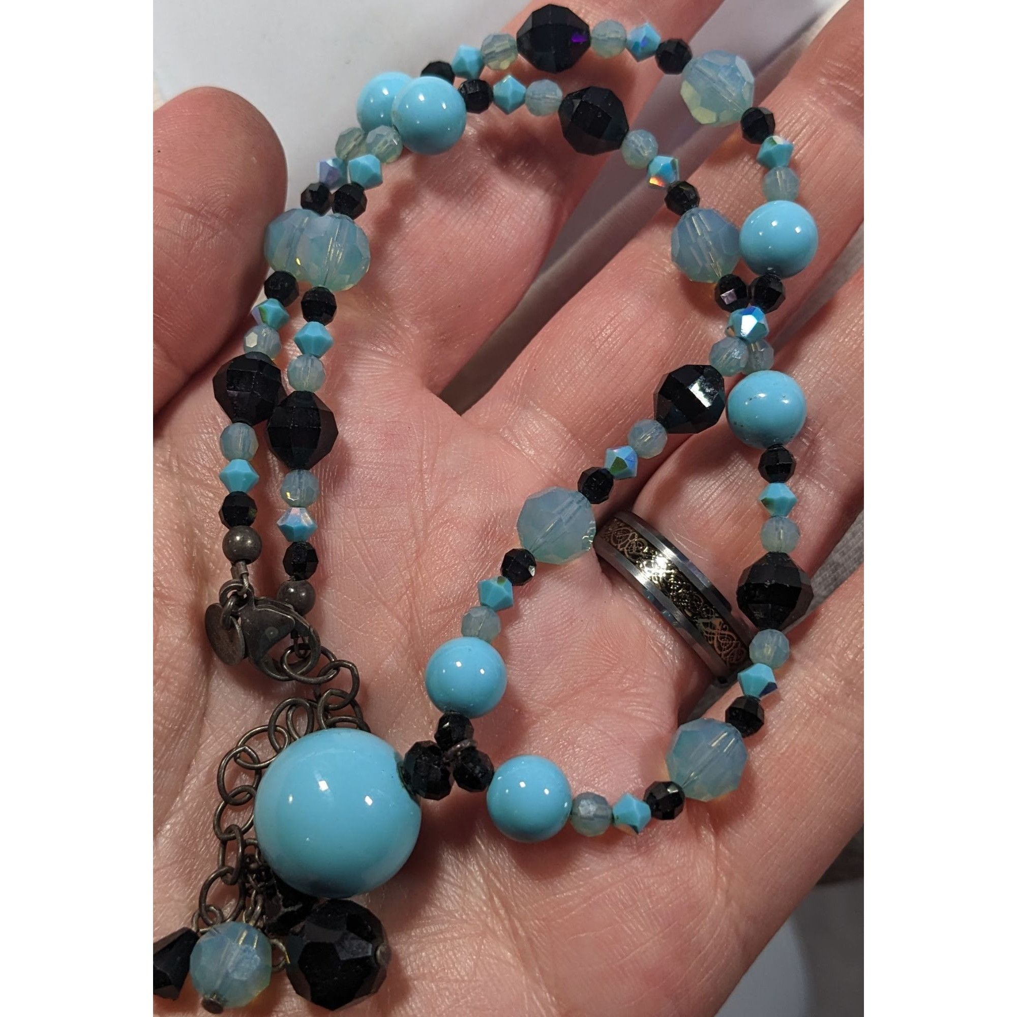 Other Whimsical Blue And Black Glass Beaded Y Necklace Size ONE SIZE - 7 Thumbnail