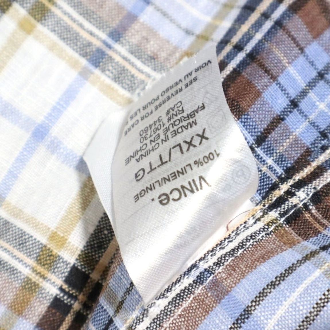 Vince Vince. Linen Plaid Long Sleeve Button Down Shirt Men's 2XL Size US XXL / EU 58 / 5 - 6 Thumbnail