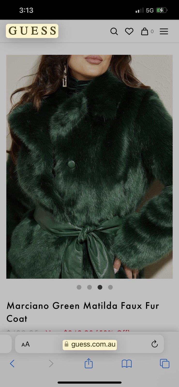 Guess Gorgeous Marciano Green Matilda Faux Fur Size L / US 10 / IT 46 - 2 Thumbnail